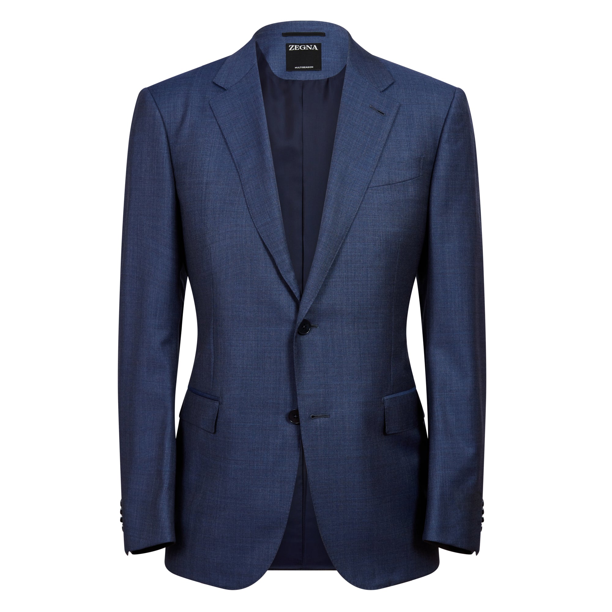 ERMENEGILDO ZEGNA Multi-Season Wool Suit for Men - Solid Blue Classic Business Attire - Perfect for Office, Weddings & Formal Events