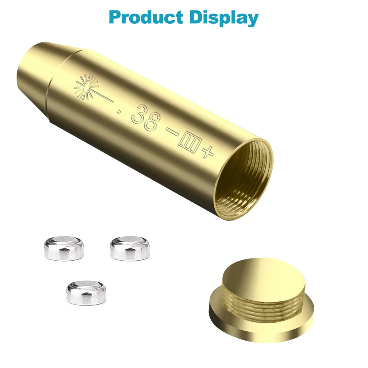 Red Dot Laser Boresighter for .38 Caliber - Precision Hunting Rifle Sight Alignment Tool with 2 Sets of Batteries | Perfect for Zeroing Scopes, Target Practice & Outdoor Shooting Range