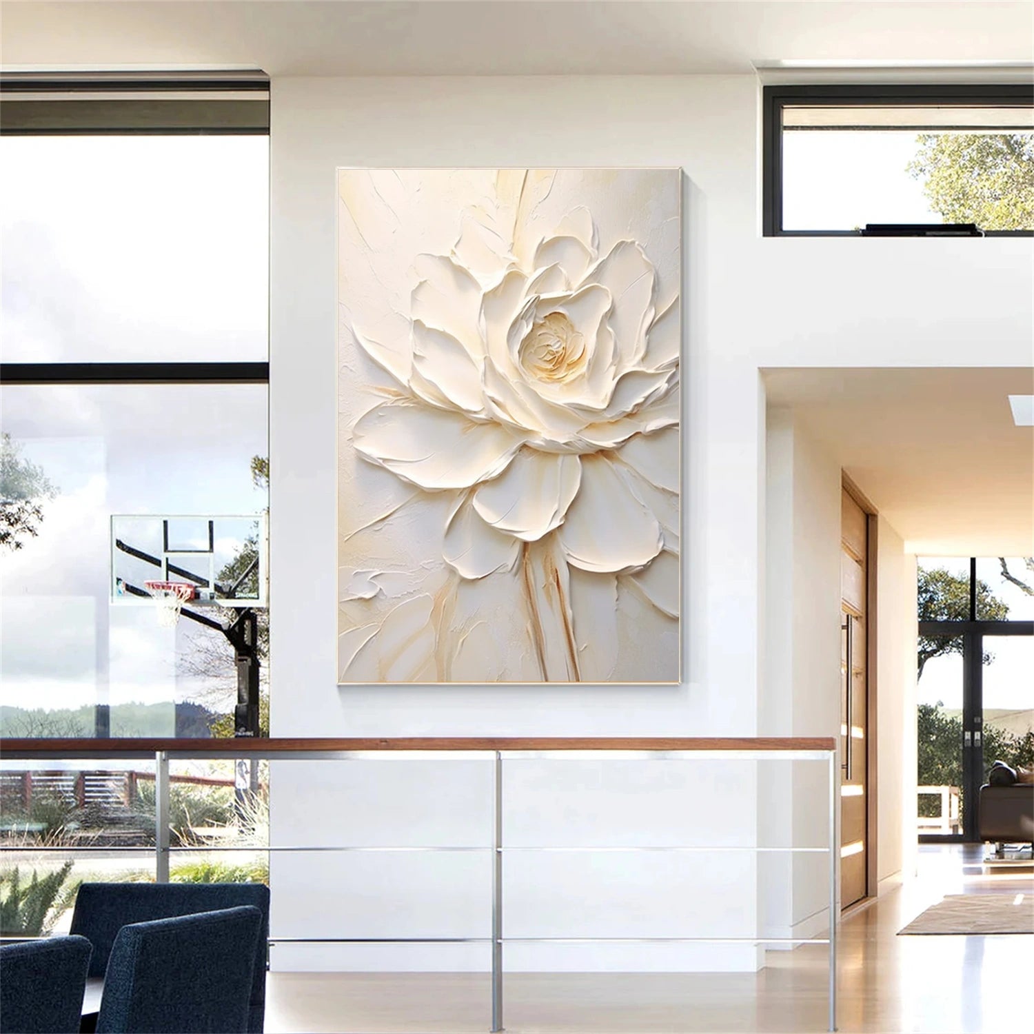 Beautiful Flower and Tree Painting #FT181 - Handmade Canvas Art for Home Decor, Living Room, Bedroom & Office Wall