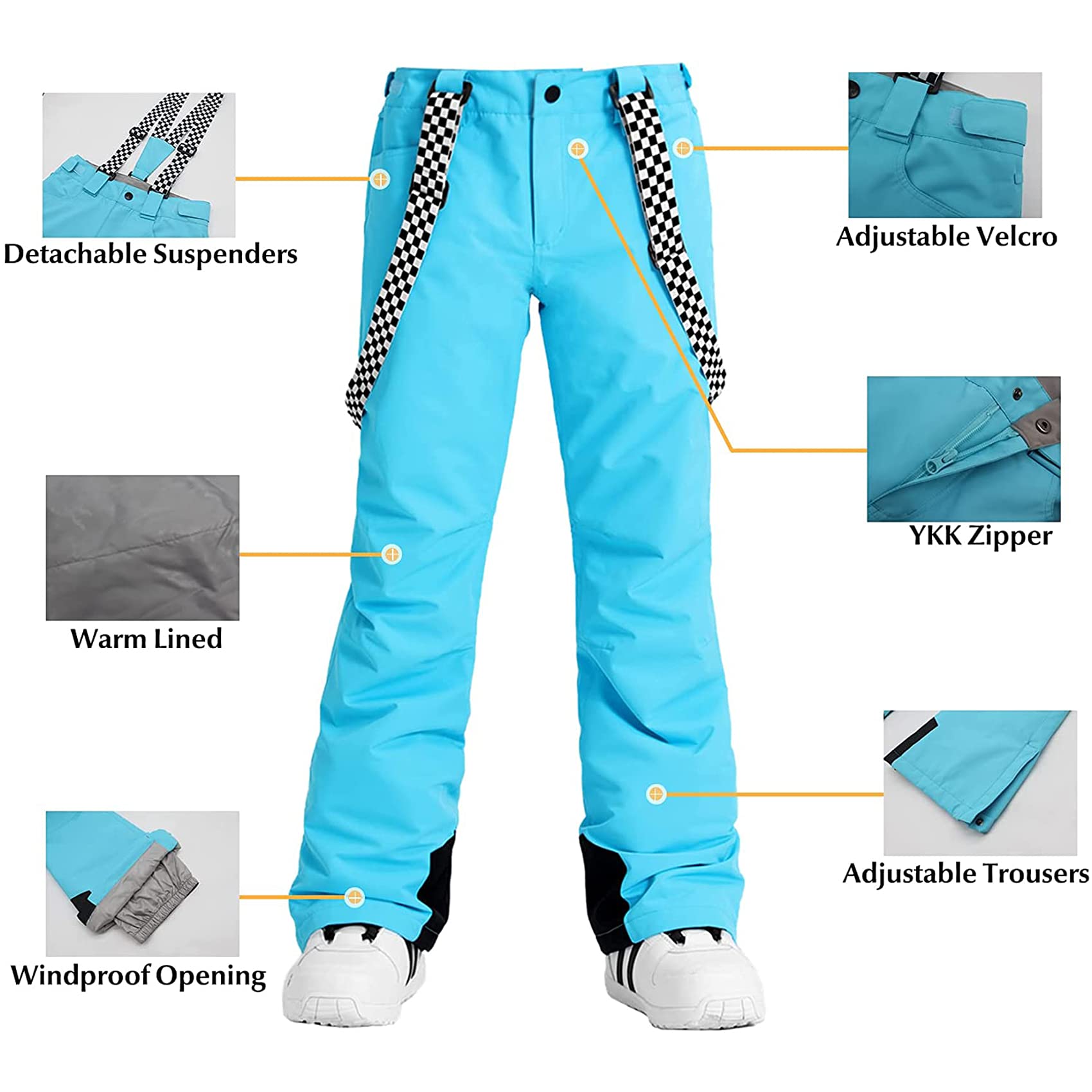 IMPHUT Women's Waterproof Ski Pants - Winter Snowboard Bib Overalls for Hiking & Snow Sports - Warm Insulated Snow Pants for Skiing, Snowboarding & Outdoor Activities