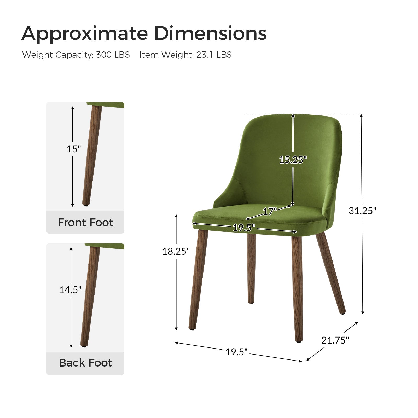 Andrea Modern Dining Chairs Set of 2 - Ergonomic Comfortable Kitchen Chairs for Home, Restaurant & Office - Versatile Design for Small Spaces & Contemporary Decor