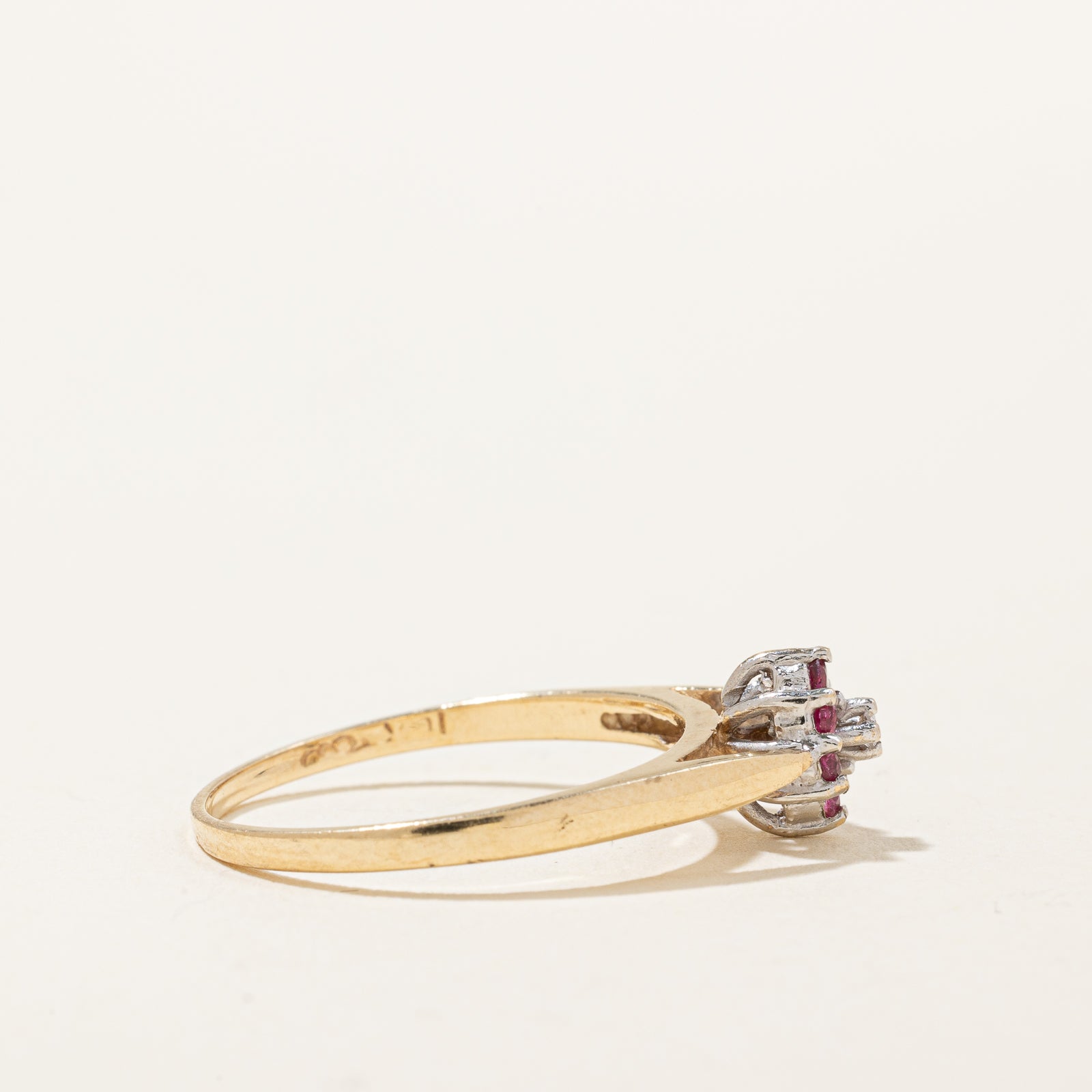 Exquisite Ruby & Diamond Flower Ring - 0.15ctw Ruby & 0.01ct Diamond - Size 6.75 - Elegant Jewelry for Women - Perfect for Weddings, Anniversaries & Special Occasions