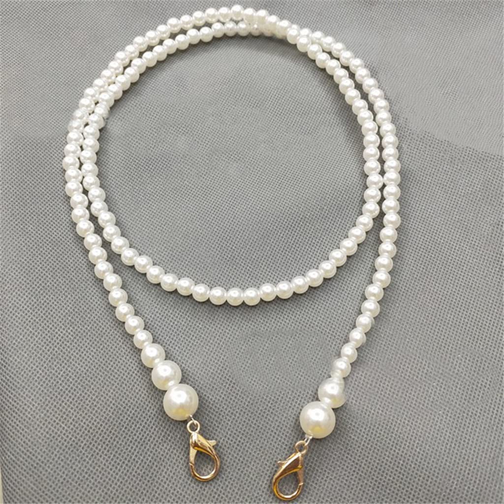 Elegant Pearl Strap for Bags - DIY Purse Replacement Handle with Long Beaded Chain - Adjustable Shoulder Bag Strap for Women's Handbags (Perfect for Evening Bags, Clutches & Crossbody Purse Accessories)