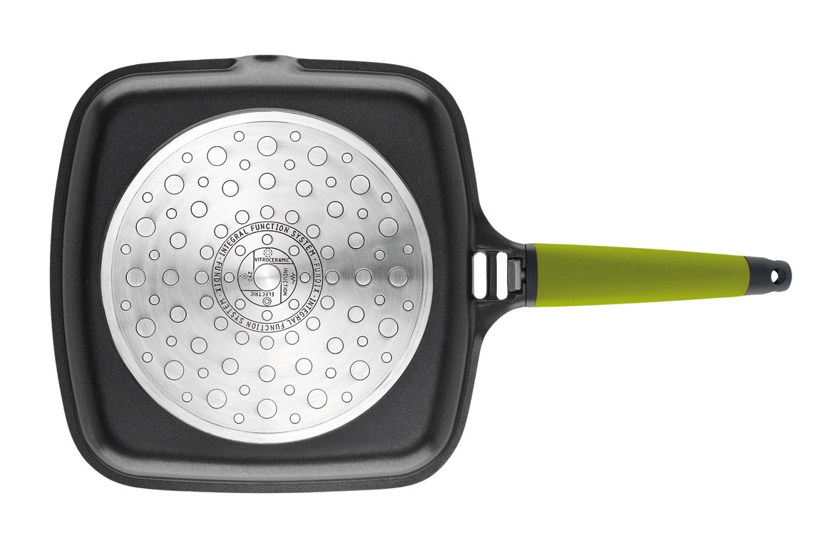 Castey 10.5-Inch Nonstick Cast Aluminum Induction Griddle with Removable Kiwi Handle - Perfect for Pancakes, Eggs & Grilling on Gas, Electric & Induction Cooktops