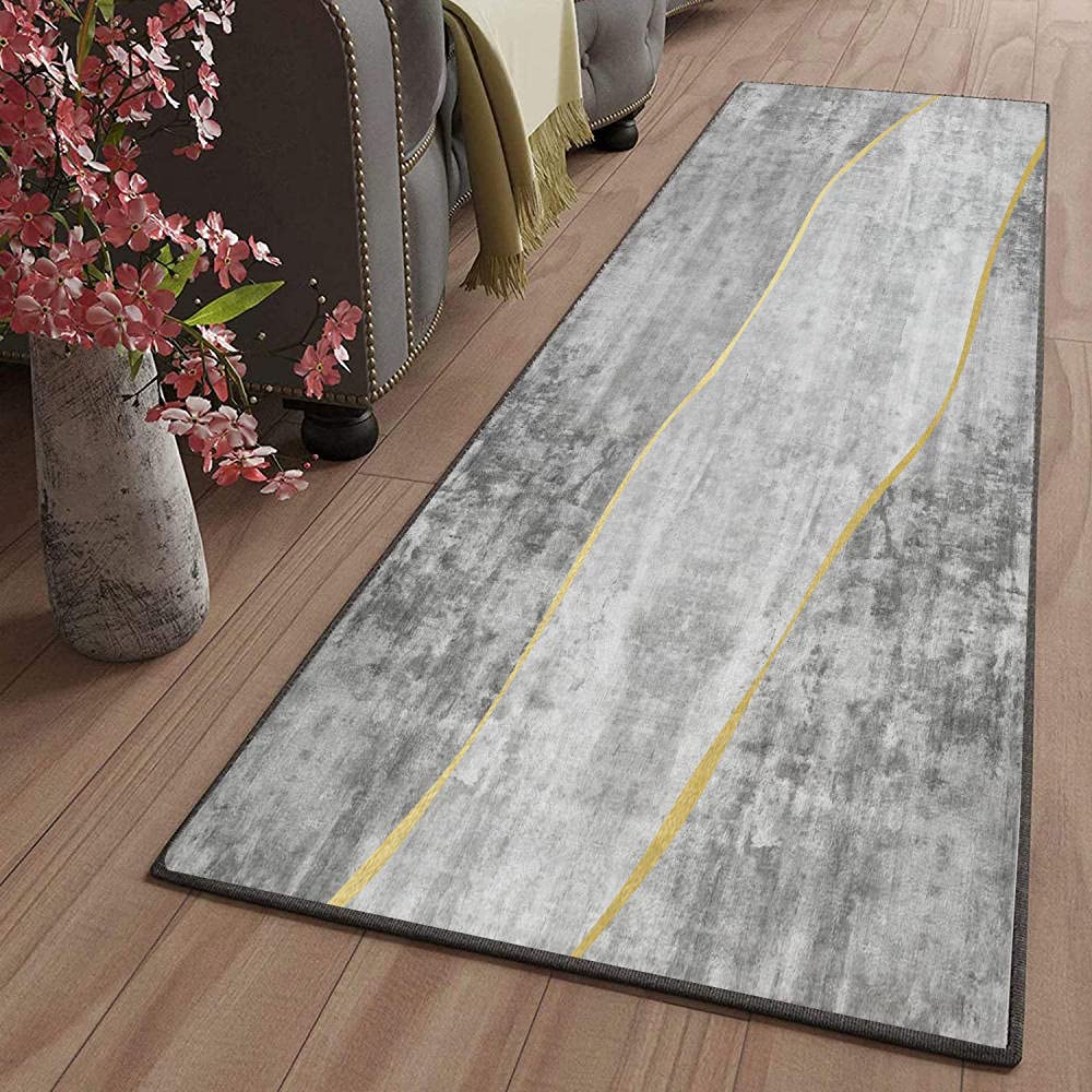 2021 Upgraded Non-Slip Runner Rug, Washable Bath Mat for Kitchen, Laundry Room, Doorway & Bedroom - Soft Absorbent Gray Rectangle Rug 15.72×39.3 inches - Perfect for High Traffic Areas, Entryways & Bathroom Floors