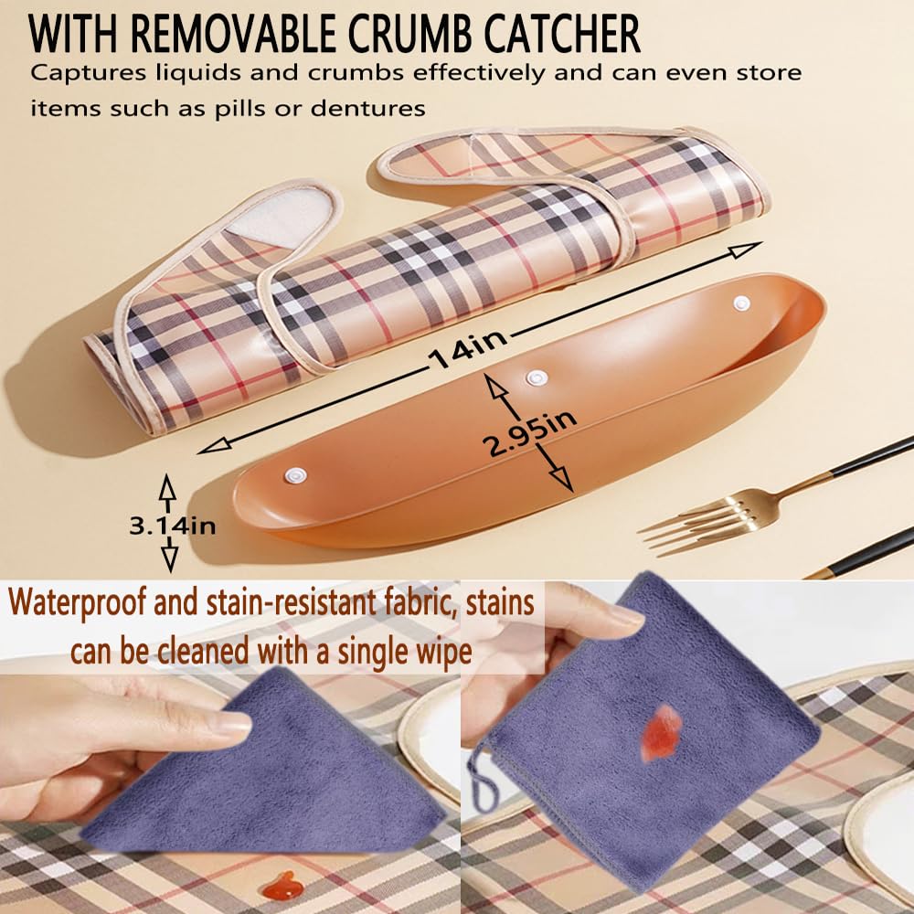 **Reusable Adult Bibs Set with Crumb Catcher - Unisex, Machine Washable Clothing Protectors for Mealtime & Daily Use**