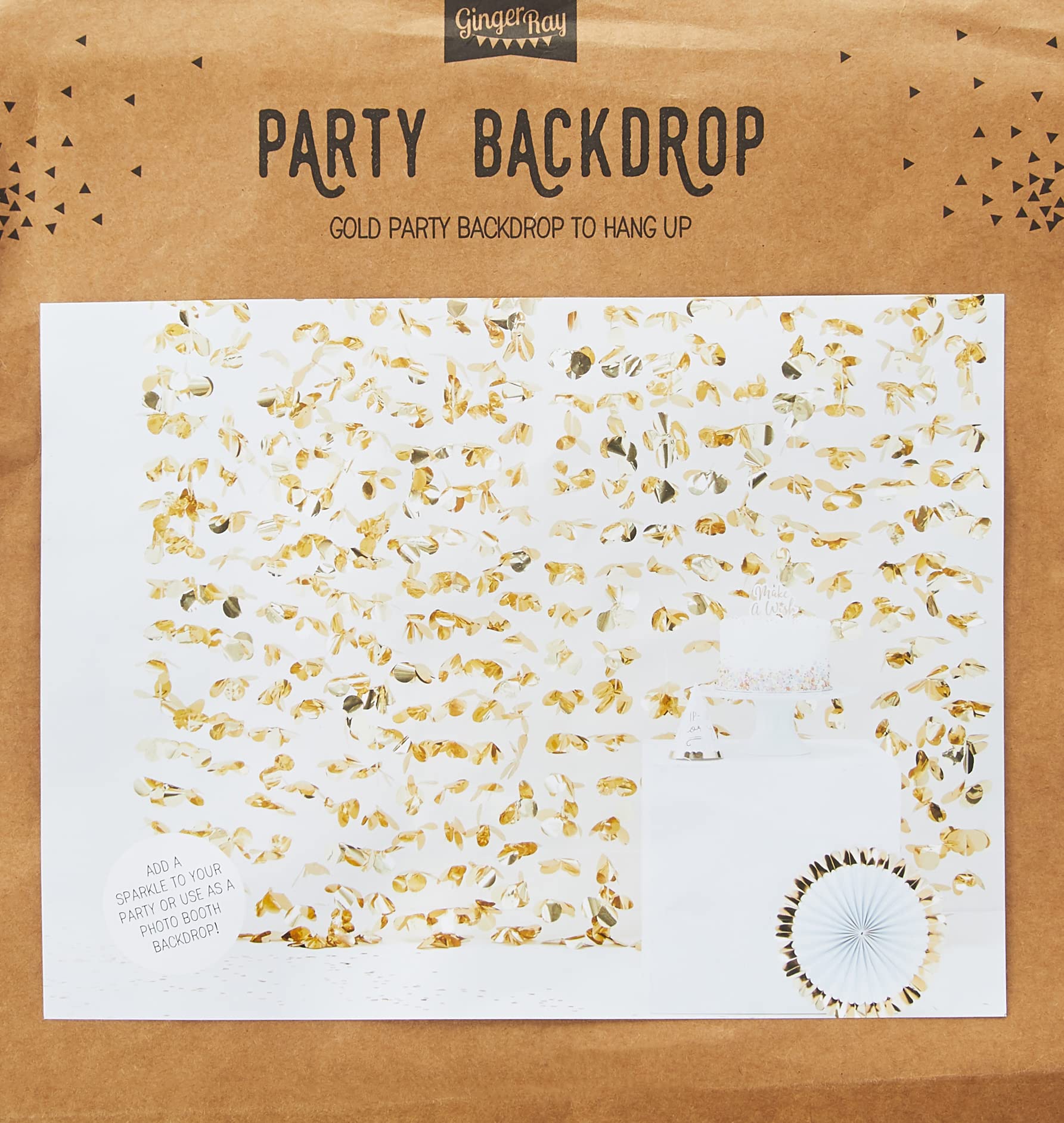 Ginger Ray Gold Foil Flower Party Backdrop - Elegant Hanging Wall Decoration for Photobooth, Birthday & Wedding Decor - Perfect for Party Backgrounds, Baby Showers & Special Events