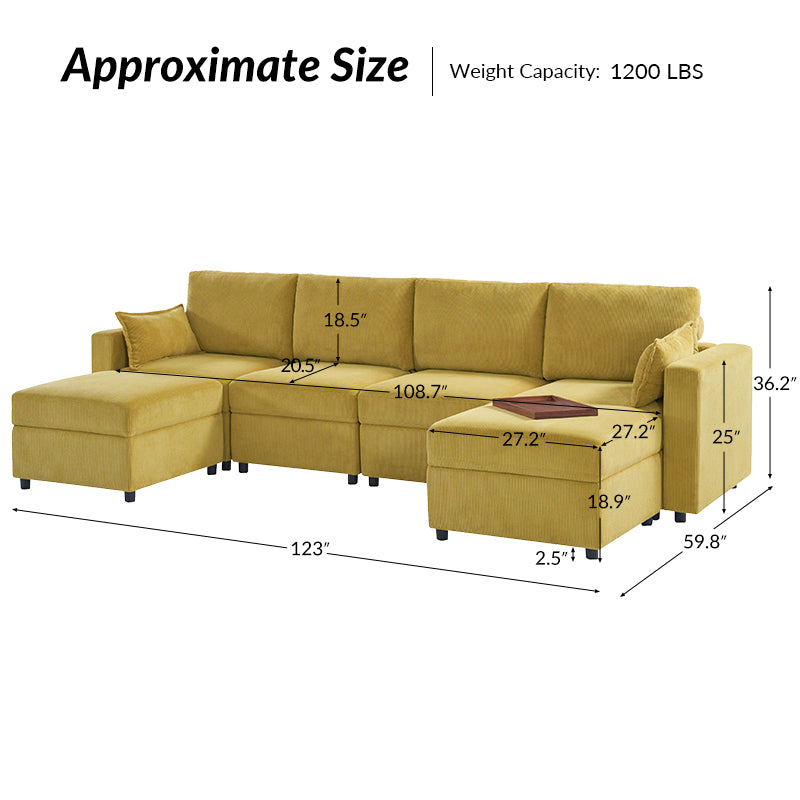 Amando Soft Storage Sectional Sofa - Modern L-Shaped Couch with Hidden Storage | Perfect for Small Spaces, Living Room & Apartment | Comfortable & Stylish Home Furniture