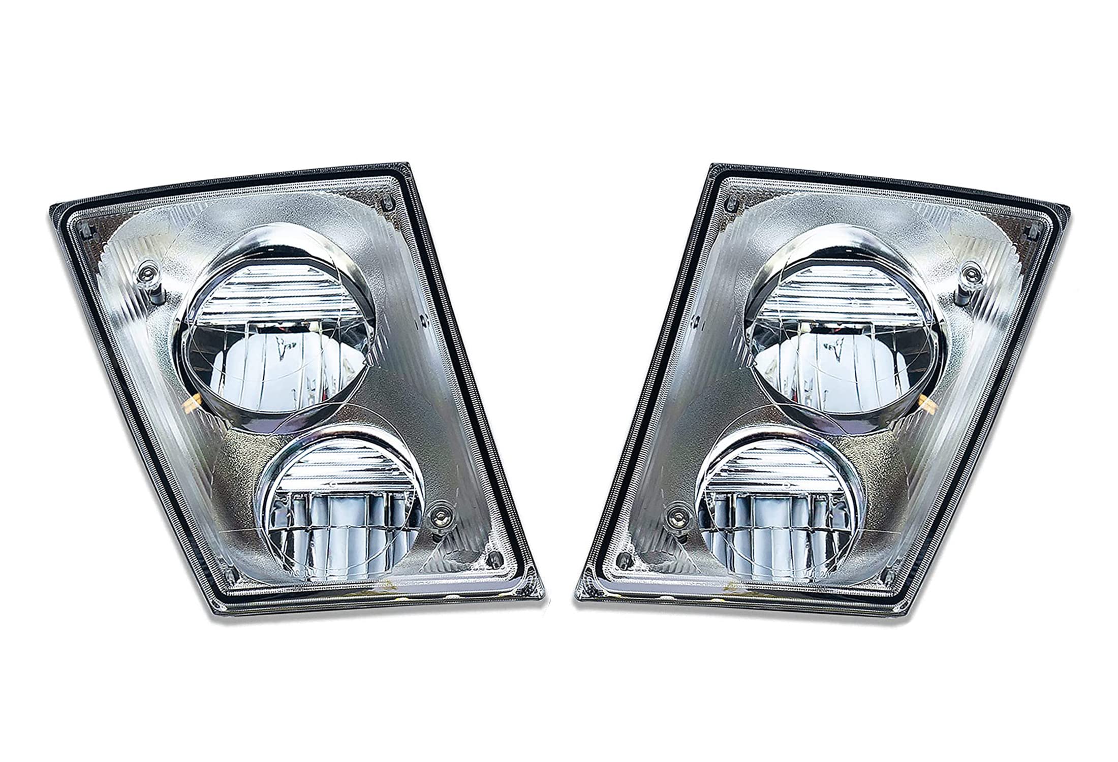 KOZAK Chrome LED Fog Lights - High & Low Beam Pair for Volvo VNL Semi Trucks (2004-2017) | Driver & Passenger Side Replacement | Durable Aftermarket Truck Accessories for Night Driving & Bad Weather Visibility