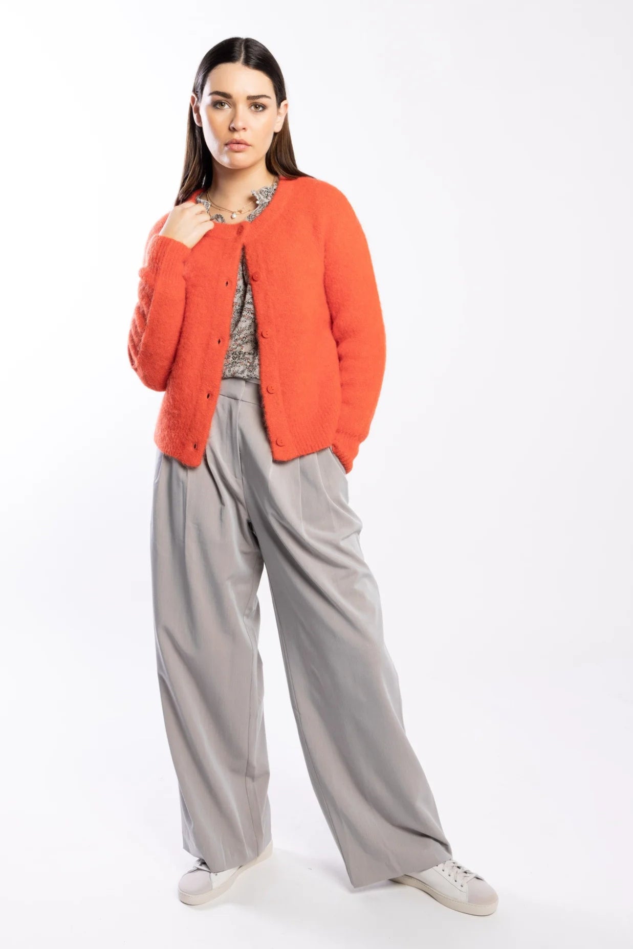 Cozy Fire Red Alpaca Blend Cardigan - Soft Warm Women's Sweater for Fall & Winter - Perfect for Casual Outfits, Office Wear and Holiday Gatherings
