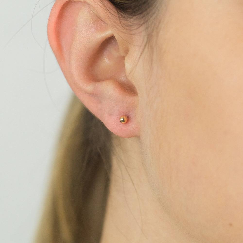9ct Yellow Gold 3mm Ball Stud Earrings - Classic Minimalist Jewelry for Everyday Wear, Gifts & Special Occasions