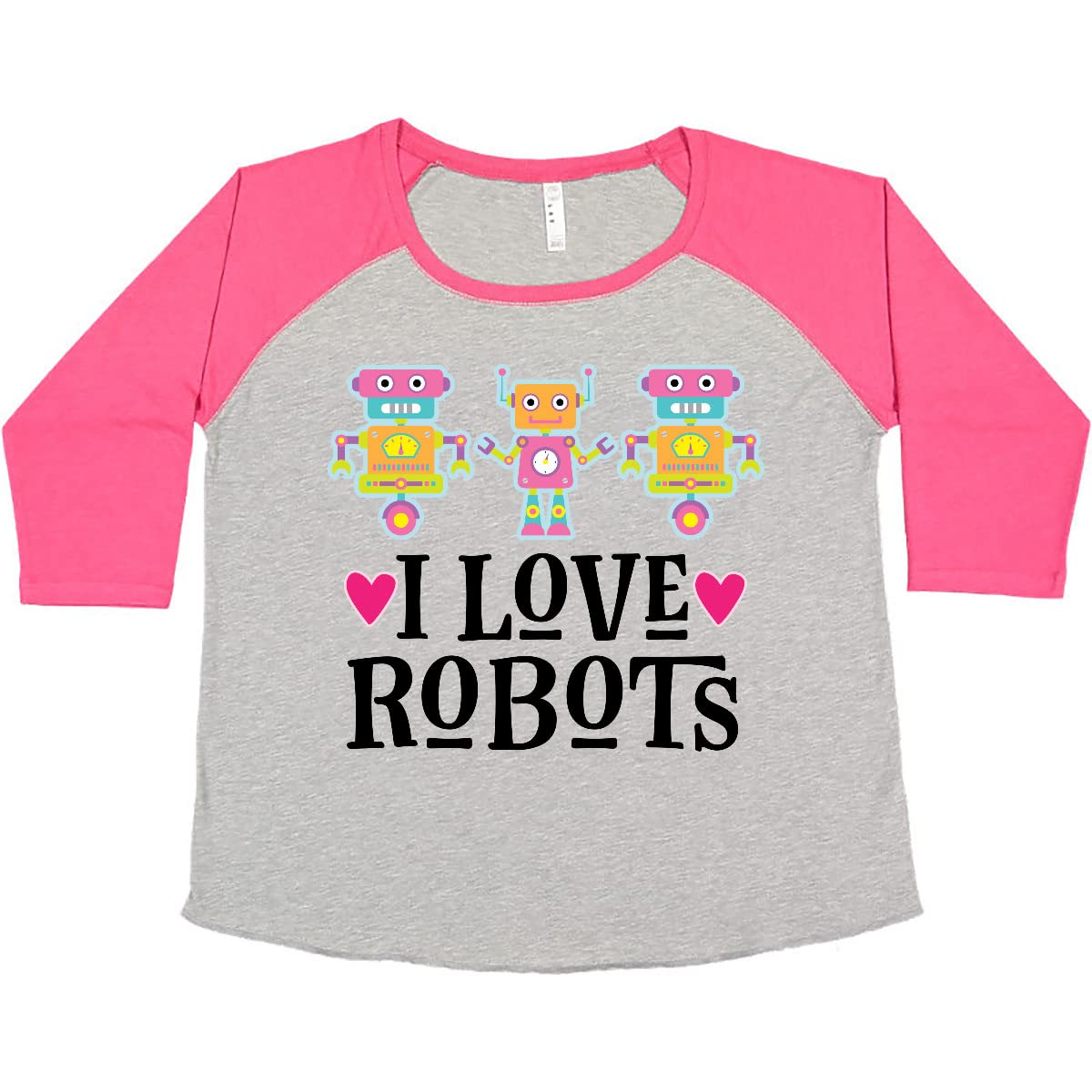 Inktastic I Love Robots Cute Robotics Women's Plus Size T-Shirt - Comfortable Graphic Tee for Robot Lovers, STEM Enthusiasts & Geek Fashion