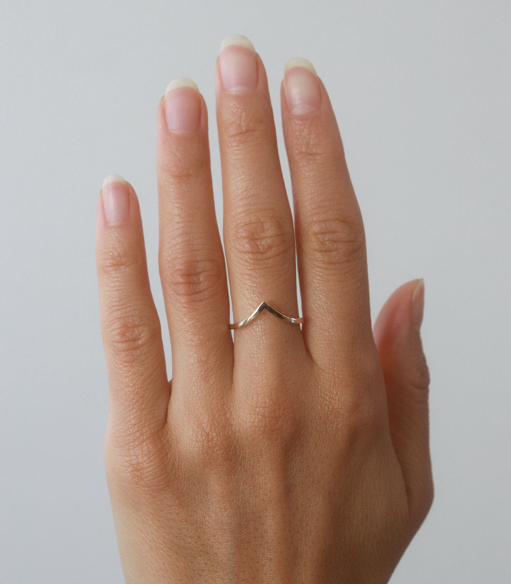 Large Chevron Nesting Wedding Band - Stackable Diamond Ring for Women, Perfect for Bridal Sets, Anniversaries & Everyday Elegance