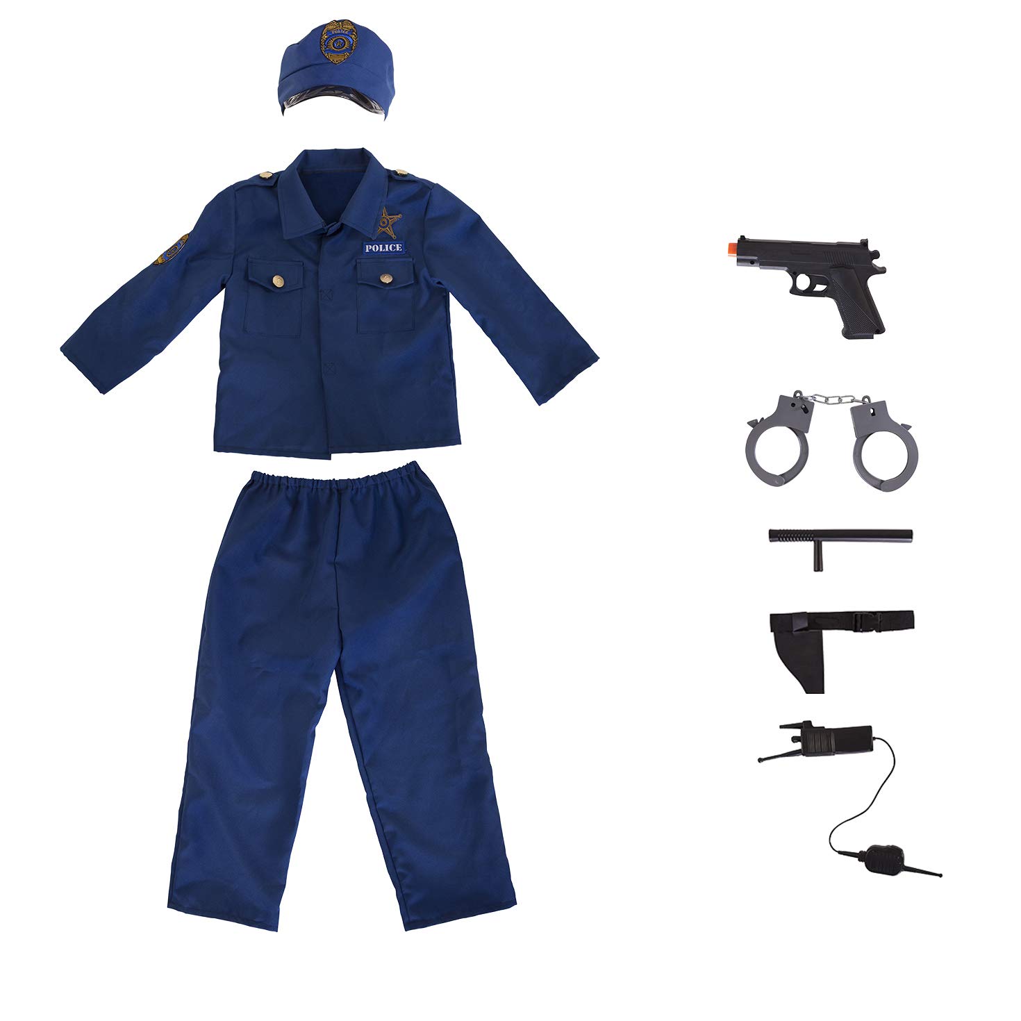 Kids Police Officer Costume - Boys Cop Uniform Dress Up Set for Halloween, Role Play & Pretend Play | Morph Police Costume for Children