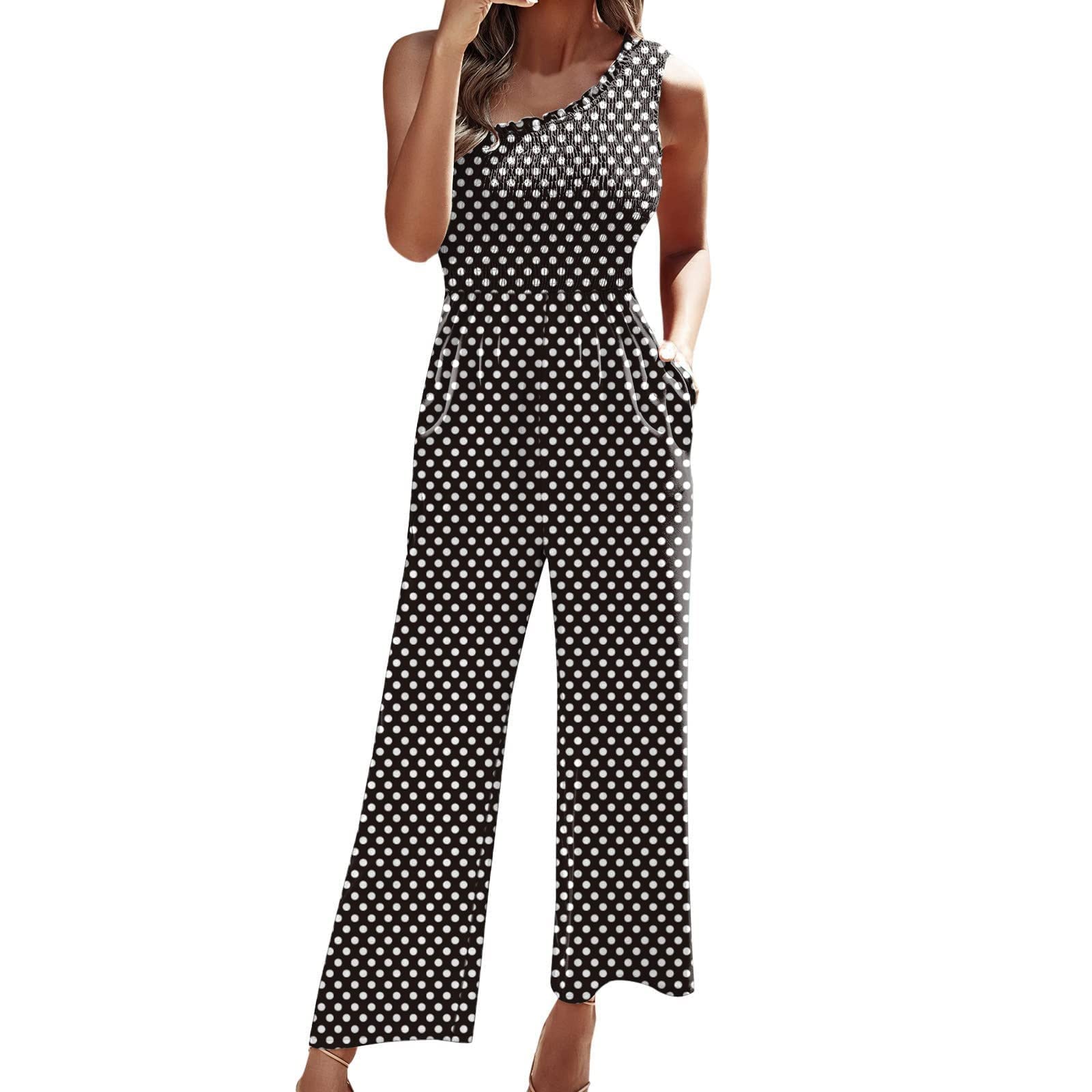Women's Casual Summer Jumpsuit - Short Sleeve Crewneck Romper with Drawstring Elastic Waist | Comfortable One-Piece Outfit for Beach, Vacation & Everyday Wear