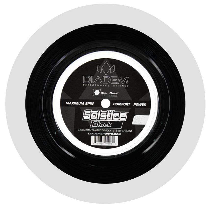 Diadem Solstice Black 16L/1.25 Tennis String Reel (Black) - Premium Tennis String for Durability & Performance - Perfect for Competitive Play & Stringing Machines