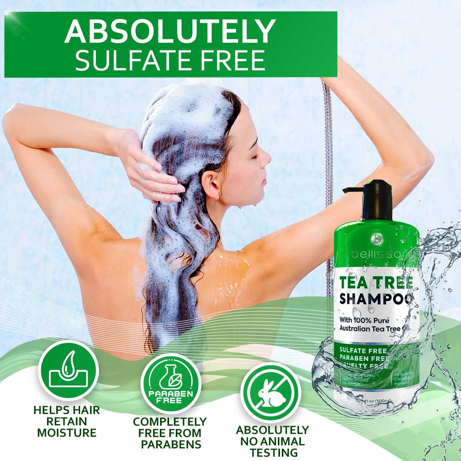 BELLISSO Tea Tree Oil Shampoo & Hair Mask Set - Natural Scalp Care for Dandruff & Itchy Scalp - Perfect for Daily Hair Wash & Deep Conditioning Treatment