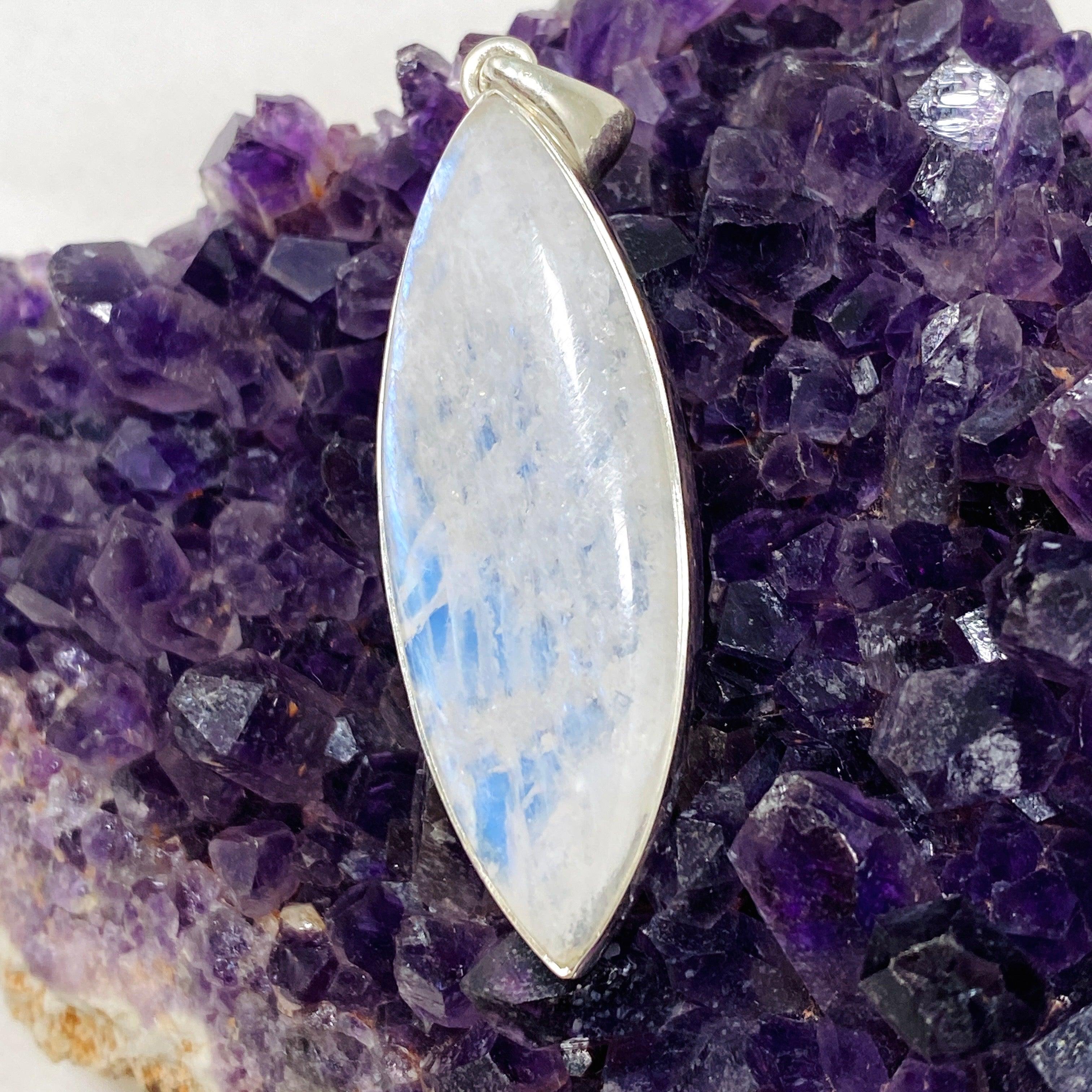 Moonstone Marquise Pendant Necklace KPGJ4255 - Elegant Gemstone Jewelry for Women, Perfect for Weddings & Special Occasions