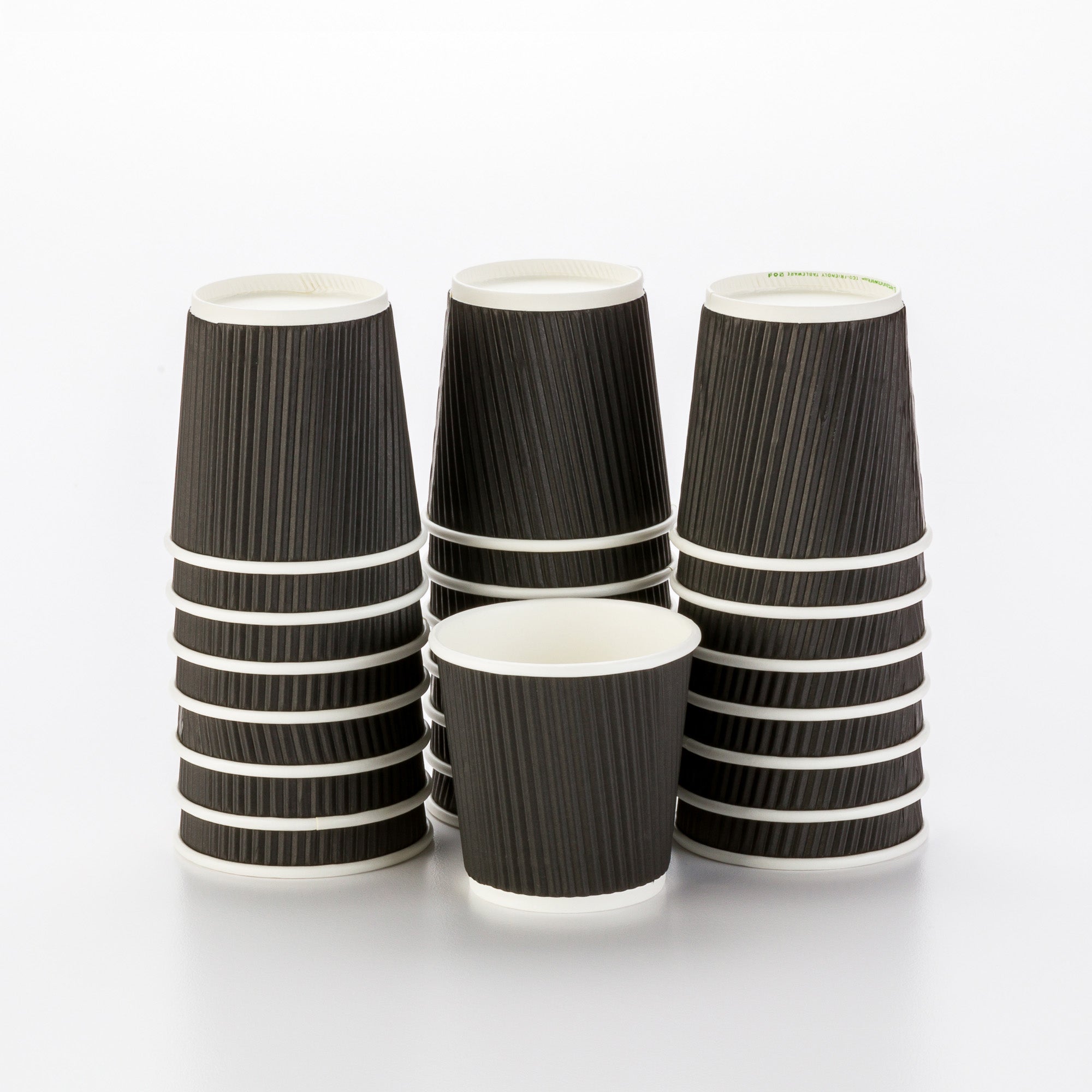 4 oz Black Ripple Wall Paper Coffee Cups - 500 Count Bulk Pack (2.5