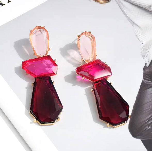 Elegant Pink Crystal Drop Earrings for Women - Sparkling Fashion Jewelry for Parties, Weddings & Special Occasions