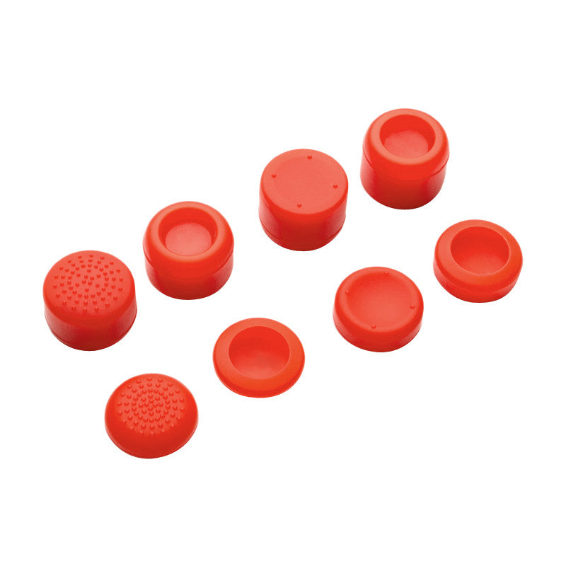 eXtremeRate 8 Red Silicone Rubber Precision Raised Analog Thumb Grips for PS4 Slim & PS4 Pro Controllers - Enhanced Gaming Performance for FPS, Racing & Action Games (ZXBJ1224)
