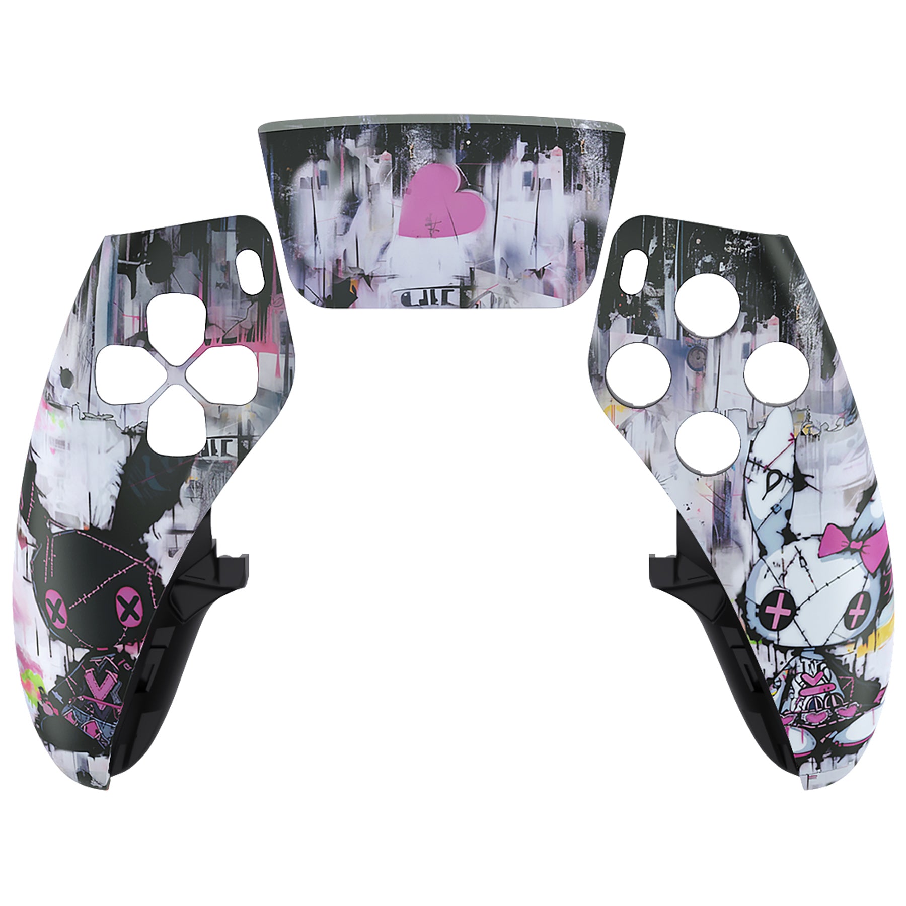 eXtremeRate Lovely Punky Bunny Left Right Front Housing Shell & Touchpad Cover for PS5 Edge Controller - DIY Replacement Faceplate & Custom Touch Pad Cover | Gaming Accessories for Enhanced PS5 Edge Controller Experience