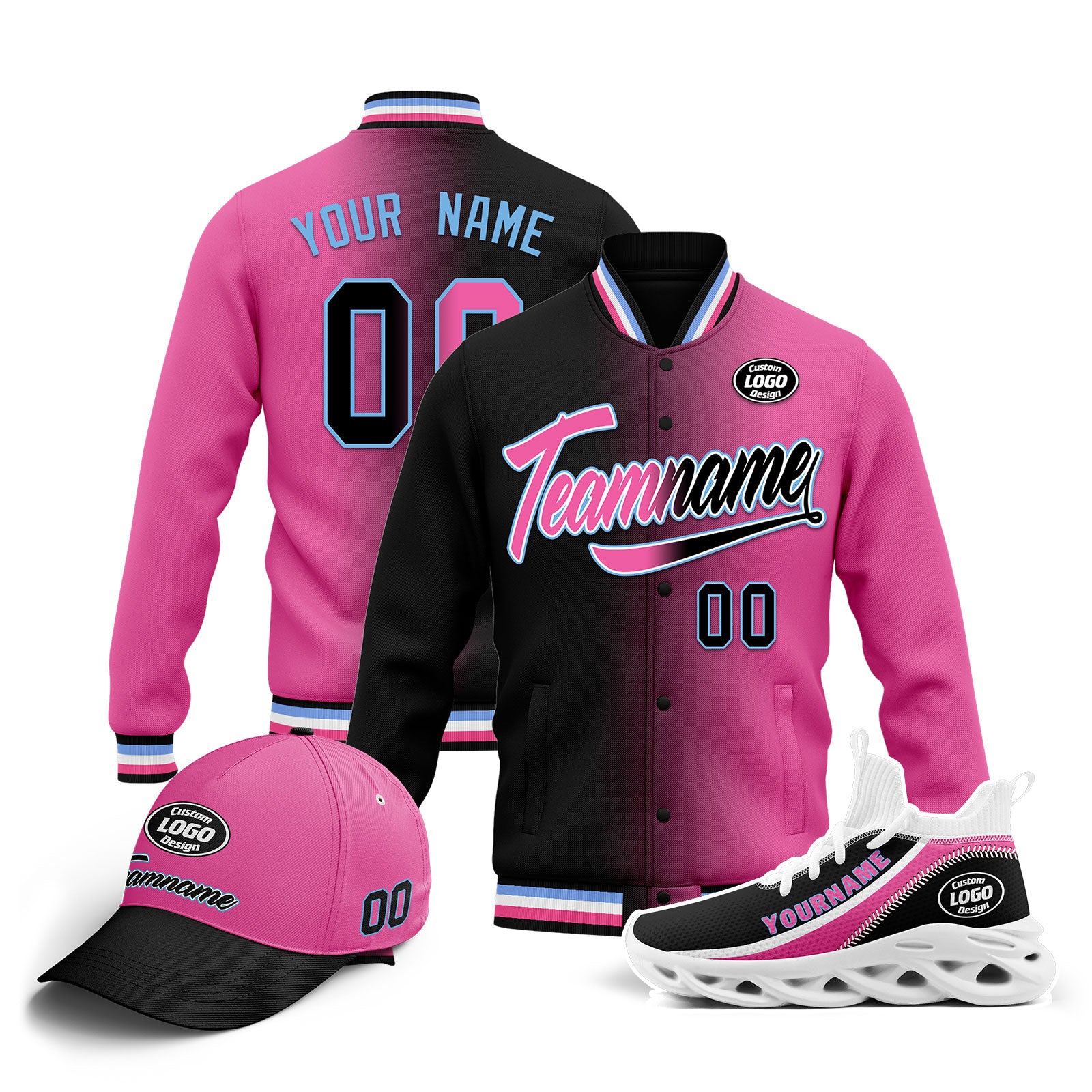 Custom Jacket, MaxSoul Shoes & Hat Combo - Personalized Outfit Set for Men & Women | Perfect for Streetwear, Casual Wear & Gift Giving | D028016