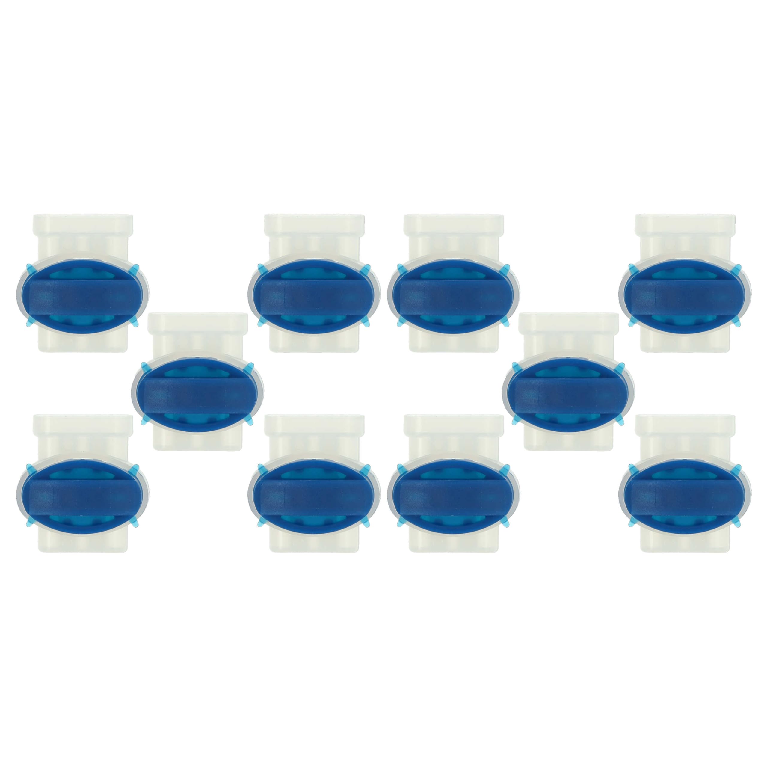 10x VHBW Waterproof Cable Connectors for Ambrogio Robotic Lawn Mowers - Transparent/Blue - Secure Wiring Solution for Outdoor Robot Mowers & Garden Maintenance