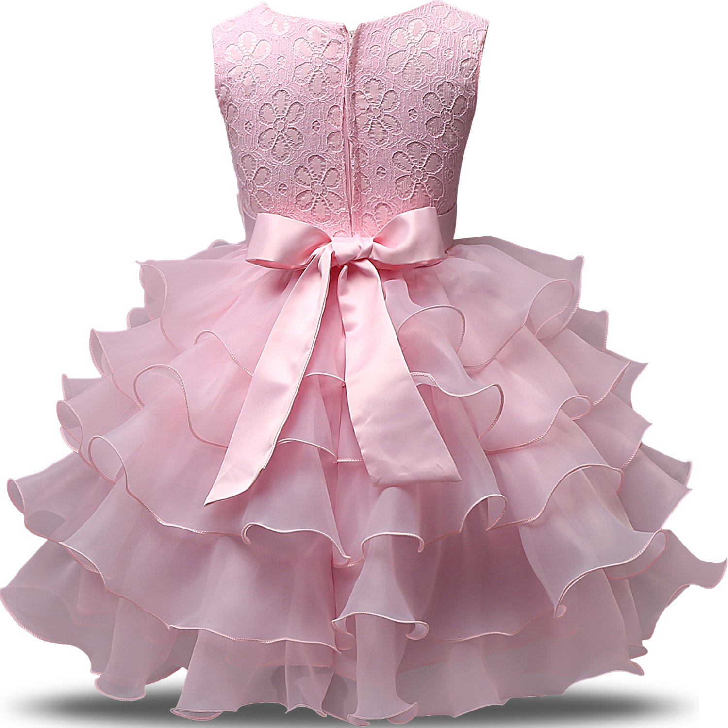 NNJXD Girls' Ruffled Lace Party Dress - Elegant Flower Girl & Wedding Dresses for Kids - Perfect for Birthday Parties, Pageants & Special Occasions