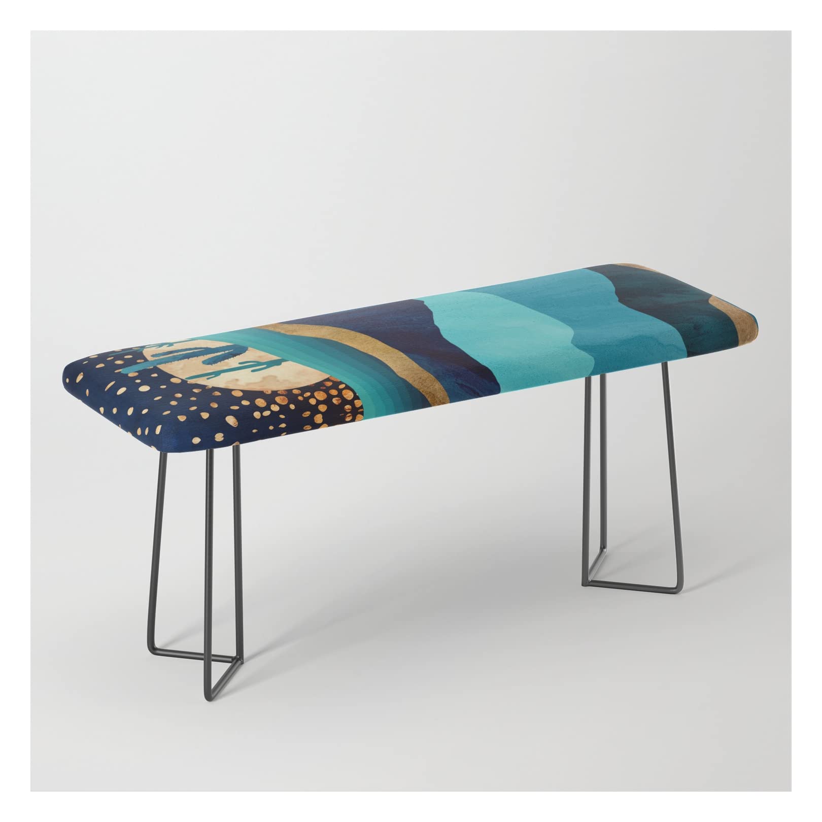 Indigo Desert Night Bench Ottoman by SpacefrogDesigns - Black Modern Footrest & Seating for Living Room, Bedroom, or Office