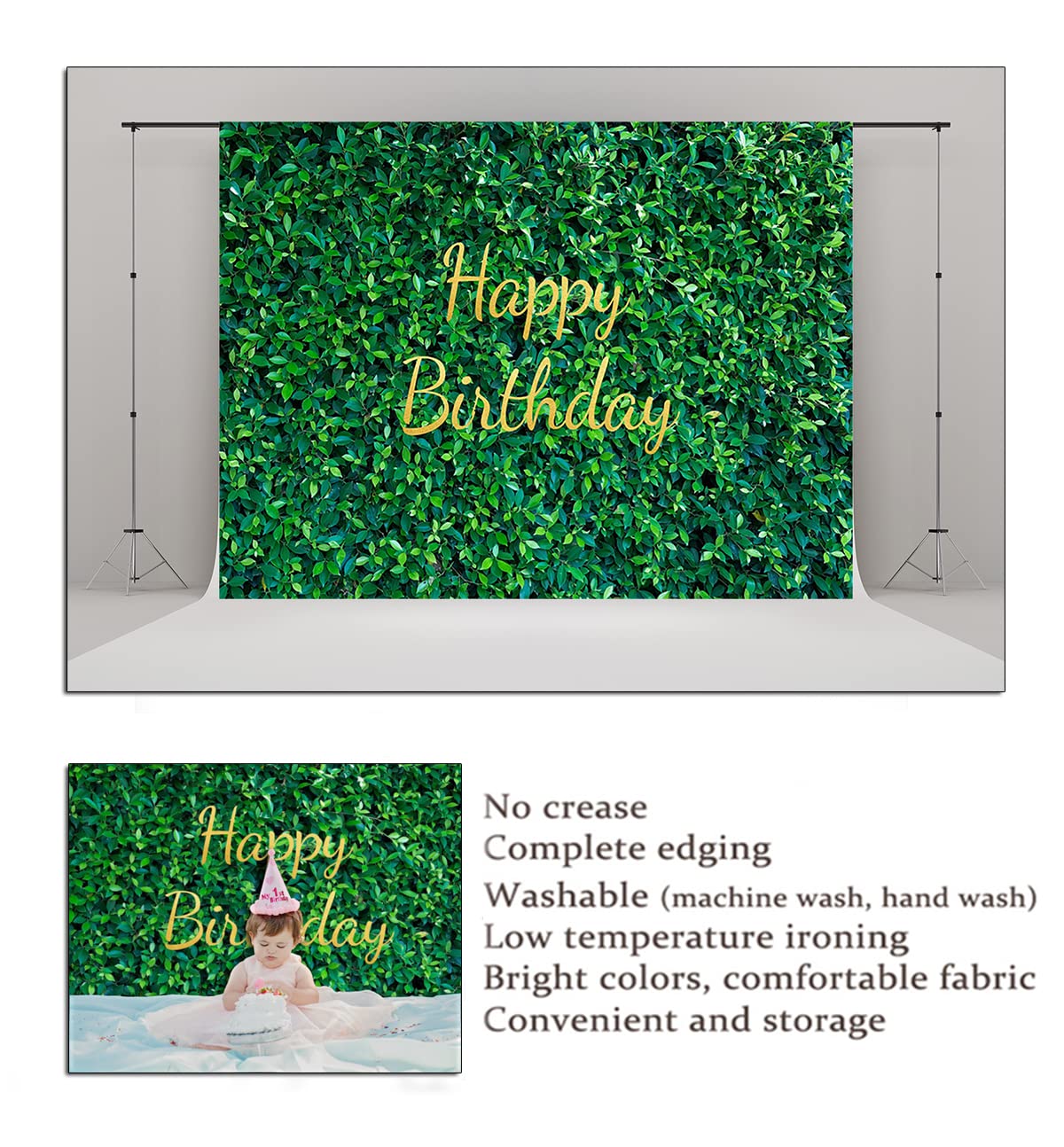 20x10ft Spring Green Leaves Photography Backdrop - Perfect for Baby Showers, 1st Birthday Parties & Outdoor Celebrations | Durable Vinyl Background for Photo Booths, Events & Home Decor