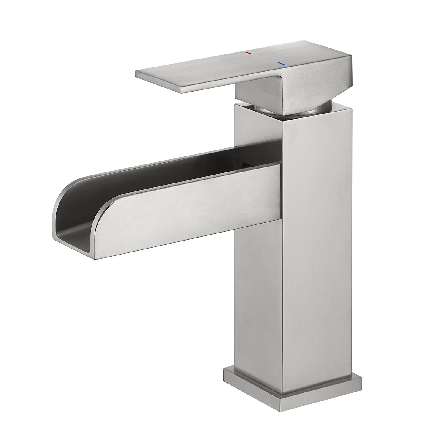 Lexdale Waterfall Bathroom Faucet - Brushed Nickel Single Handle Vanity Sink Faucet with Pop-Up Drain & Supply Lines - Perfect for Modern Bathroom & Lavatory Upgrades