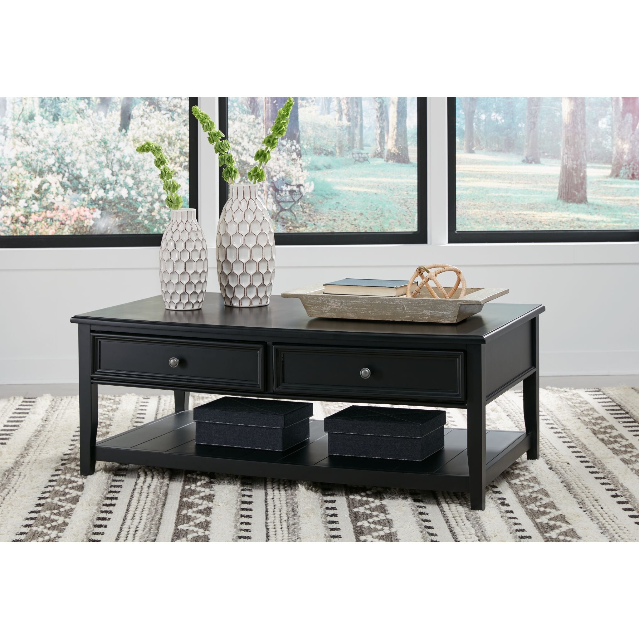 Beckincreek Modern Coffee Table - Black Wooden Living Room Furniture for Home Decor, Sofa Table, Center Table - Perfect for Living Room, Lounge, Office