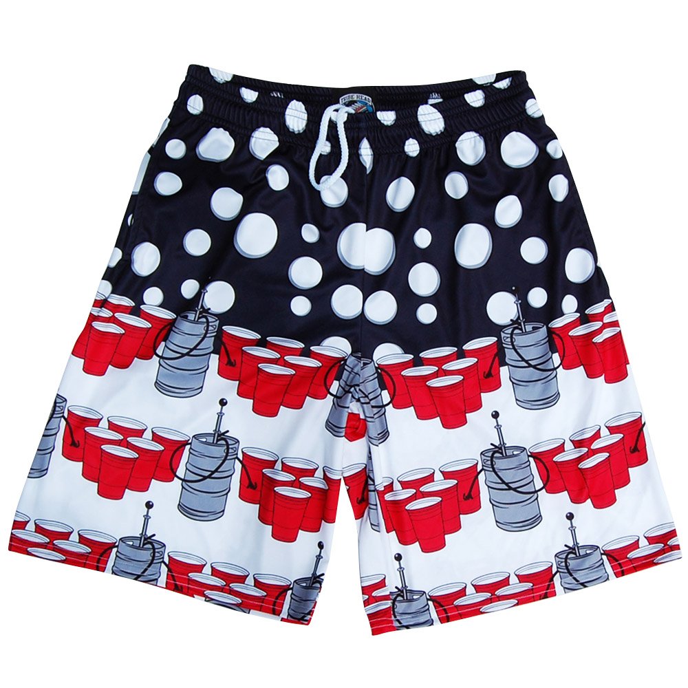 Patriotic Beer Pong Lacrosse Shorts - American Flag Design Athletic Shorts for Sports, Parties & Outdoor Activities