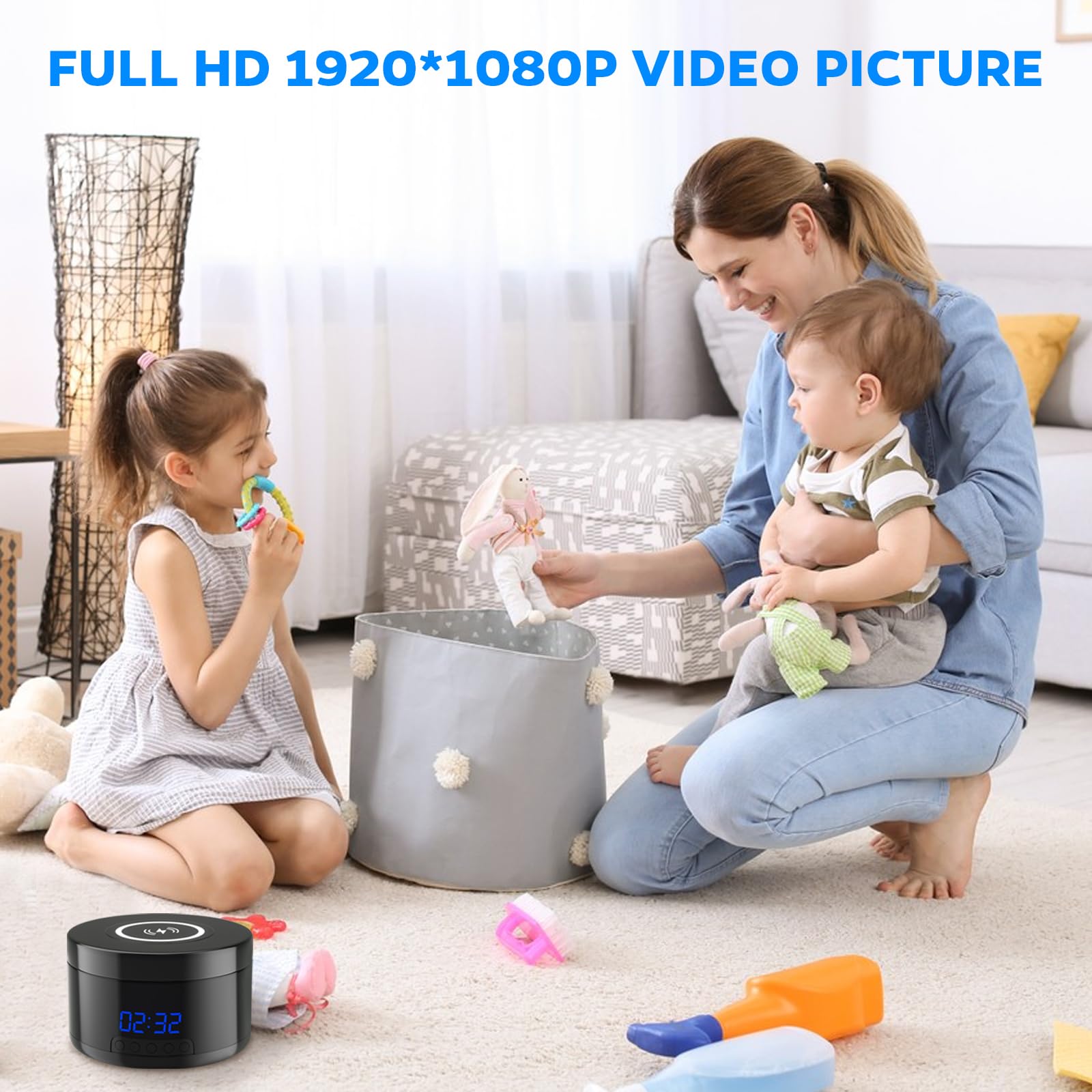 Spy Camera Wireless Charger - 1080P HD WiFi Hidden Camera Phone Charger with Motion Detection, 15W Fast Charging & Rotating Lens | Discreet Security Cam for Home, Office, Baby Monitoring & Nanny Cam