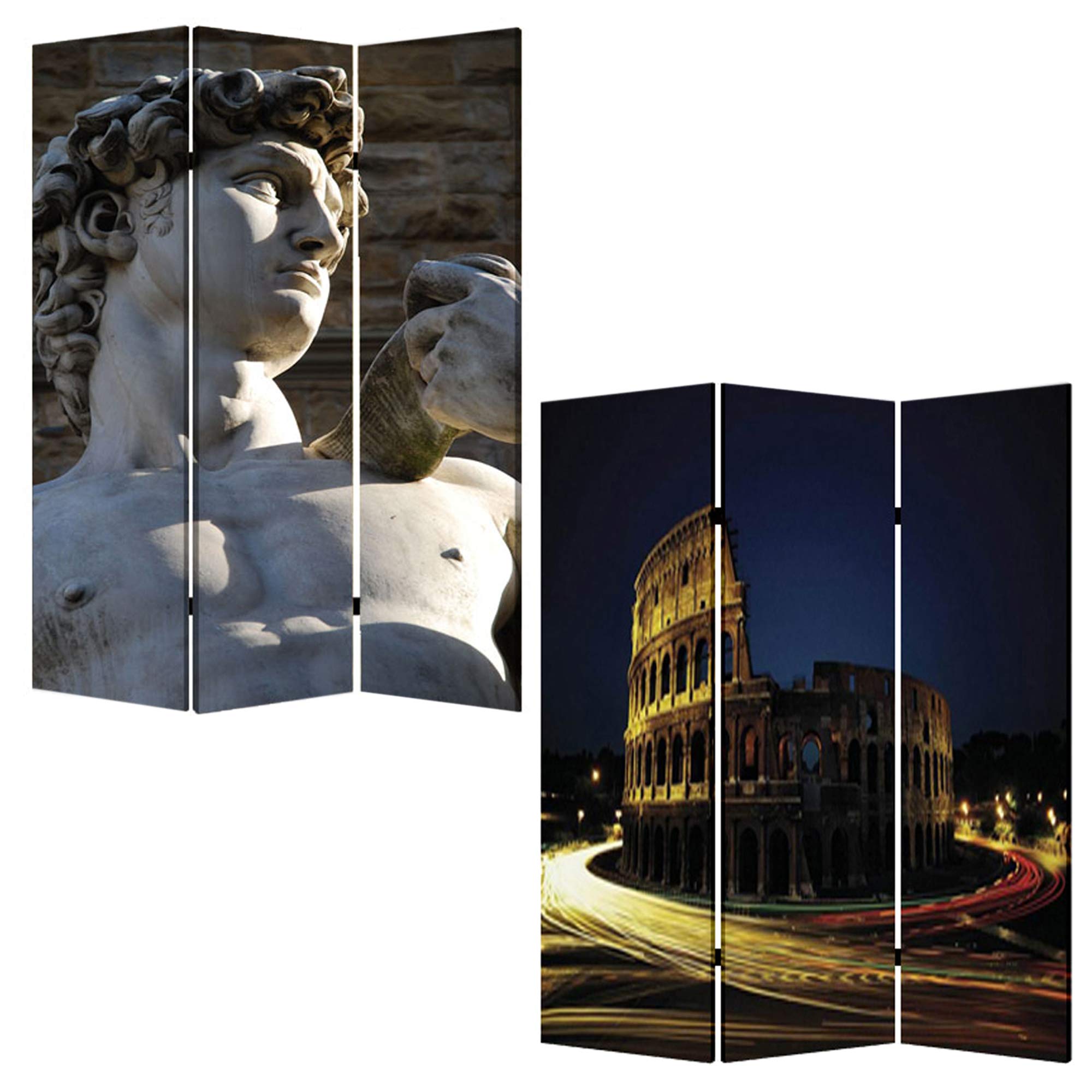 Screen Gems Rome Room Divider - 3-Panel Folding Privacy Screen, Decorative Room Partition for Home & Office - Perfect for Living Room, Bedroom, or Workspace Separation