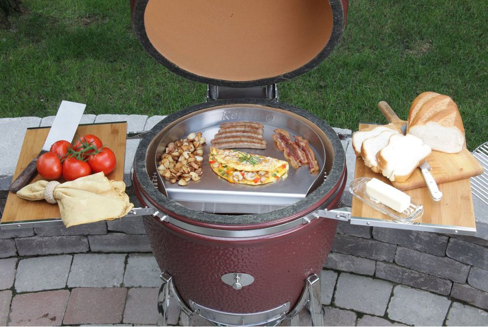 Little Griddle KQ-17-R Stainless Steel Outdoor BBQ Griddle - 17 x 14 Inch Heavy Duty Grill Top for Charcoal Kettle & Kamado Grills - Perfect for Backyard Cookouts, Camping & Tailgating - Easy to Clean & Rust Resistant