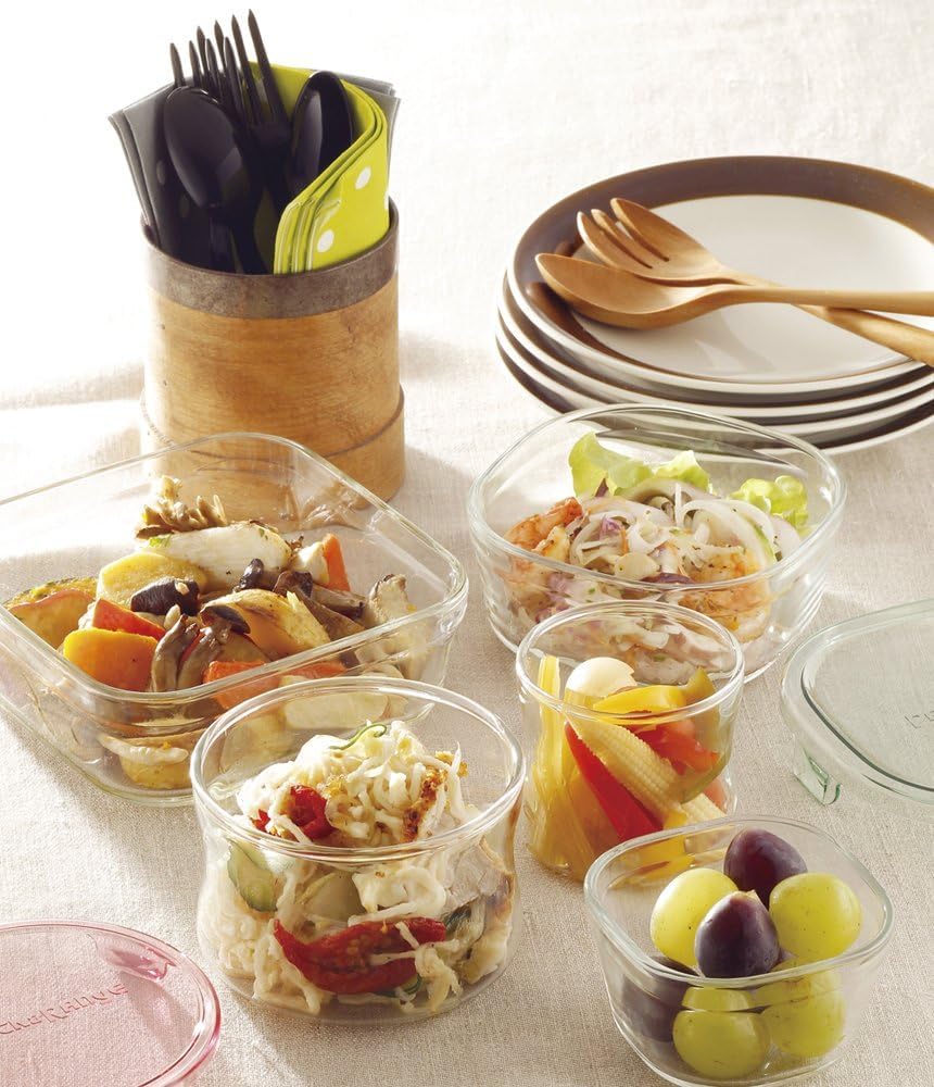 Iwaki PS-PRN-3G1 Heat Resistant Glass Food Storage Containers with Lids - 3-Piece Set, Green - Microwave, Freezer & Oven Safe - Perfect for Meal Prep, Leftovers & Pantry Organization