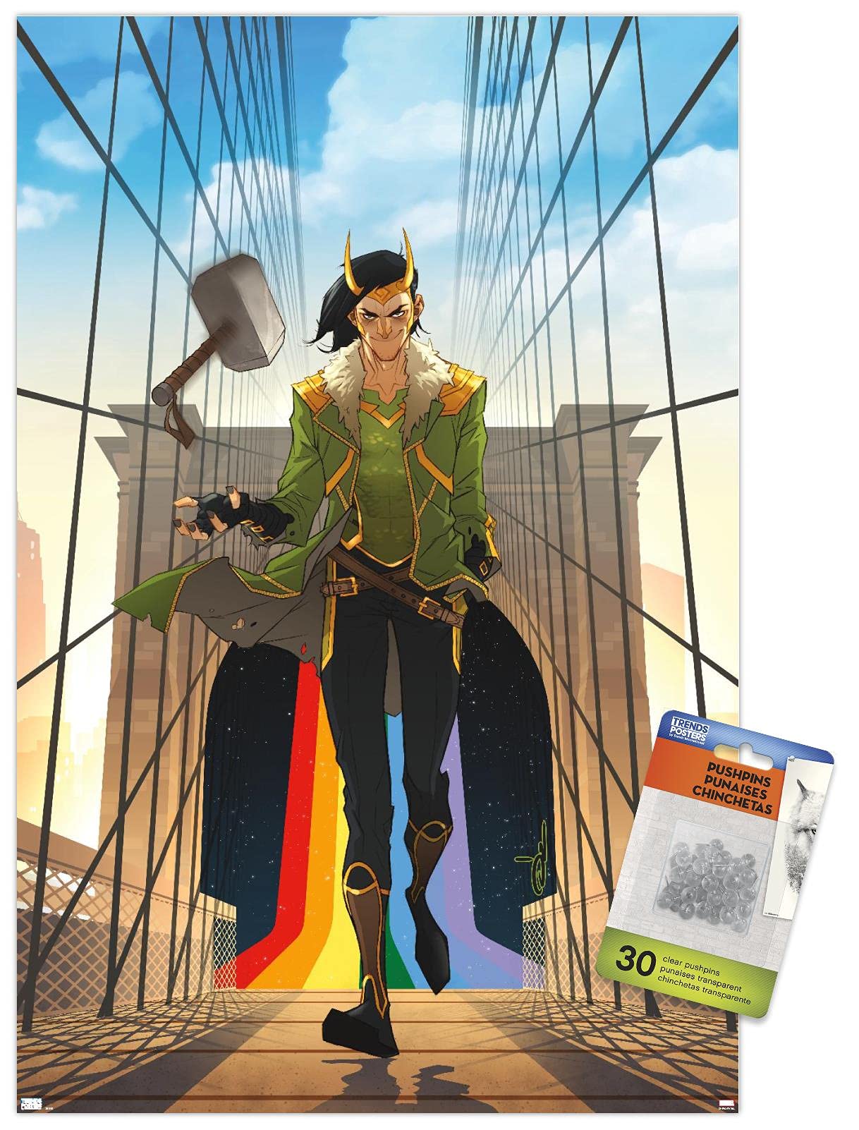 Marvel Comics Loki #1 Wall Poster with Push Pins - Premium Superhero Decor for Bedroom, Office & Game Room