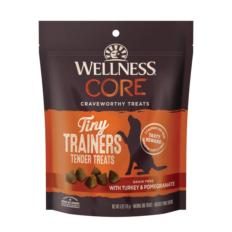 Wellness Core Tiny Trainers Turkey & Pomegranate Small Breed Dog Treats 6oz - Healthy Natural Training Snacks for Puppies & Small Dogs - Perfect for Obedience Training, Reward Treats & Positive Reinforcement