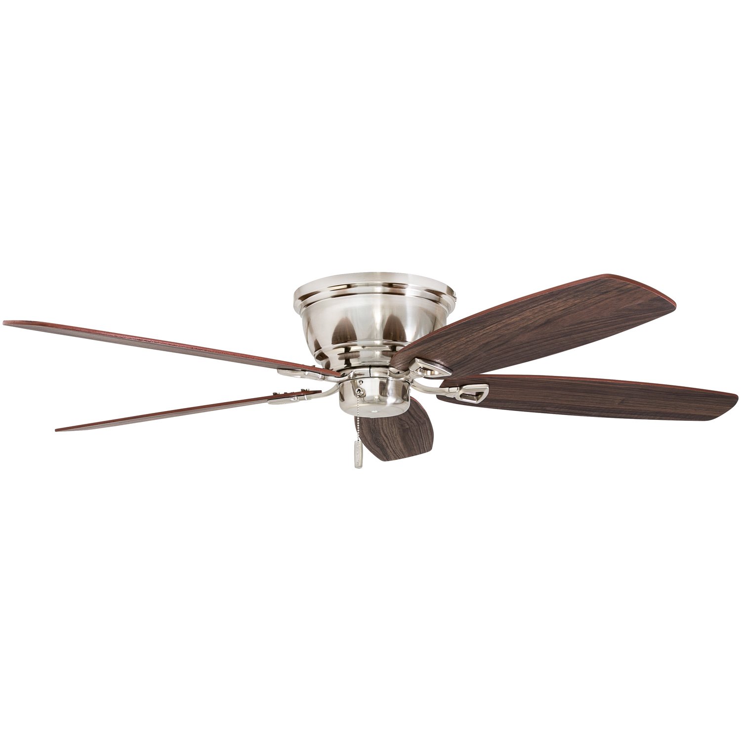 Honeywell 52 Inch Glen Alden Indoor Ceiling Fan - Brushed Nickel Finish, Flush Mount, No Light, Pull Chain Control, Reversible Motor, Quick-2-Hang Installation - Perfect for Living Room, Bedroom, or Office (Model 50515-01)