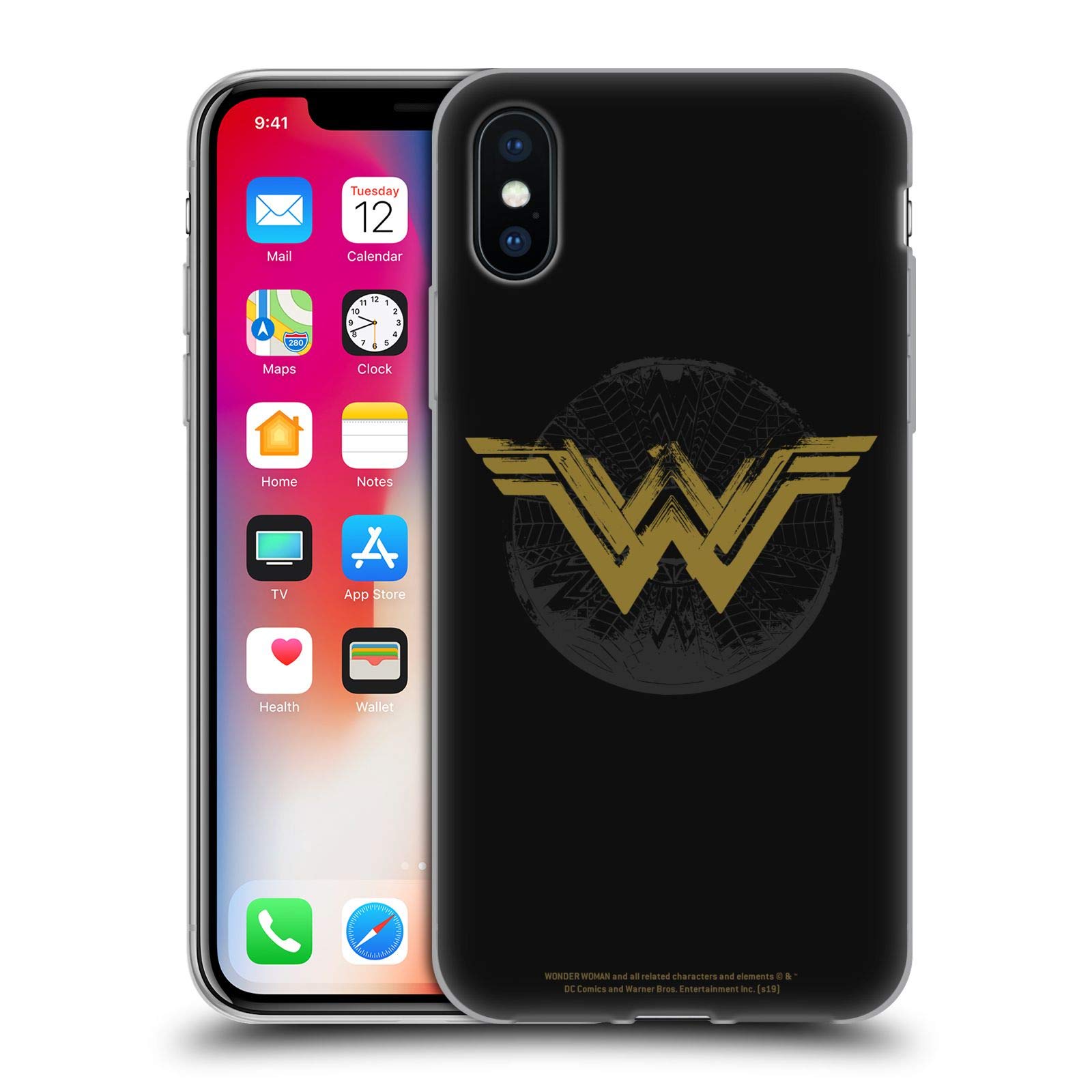Officially Licensed Wonder Woman Movie Distressed Look Soft Gel Case for iPhone X/Xs - Durable Phone Cover with Superhero Design - Perfect for Comic Fans & Daily Protection