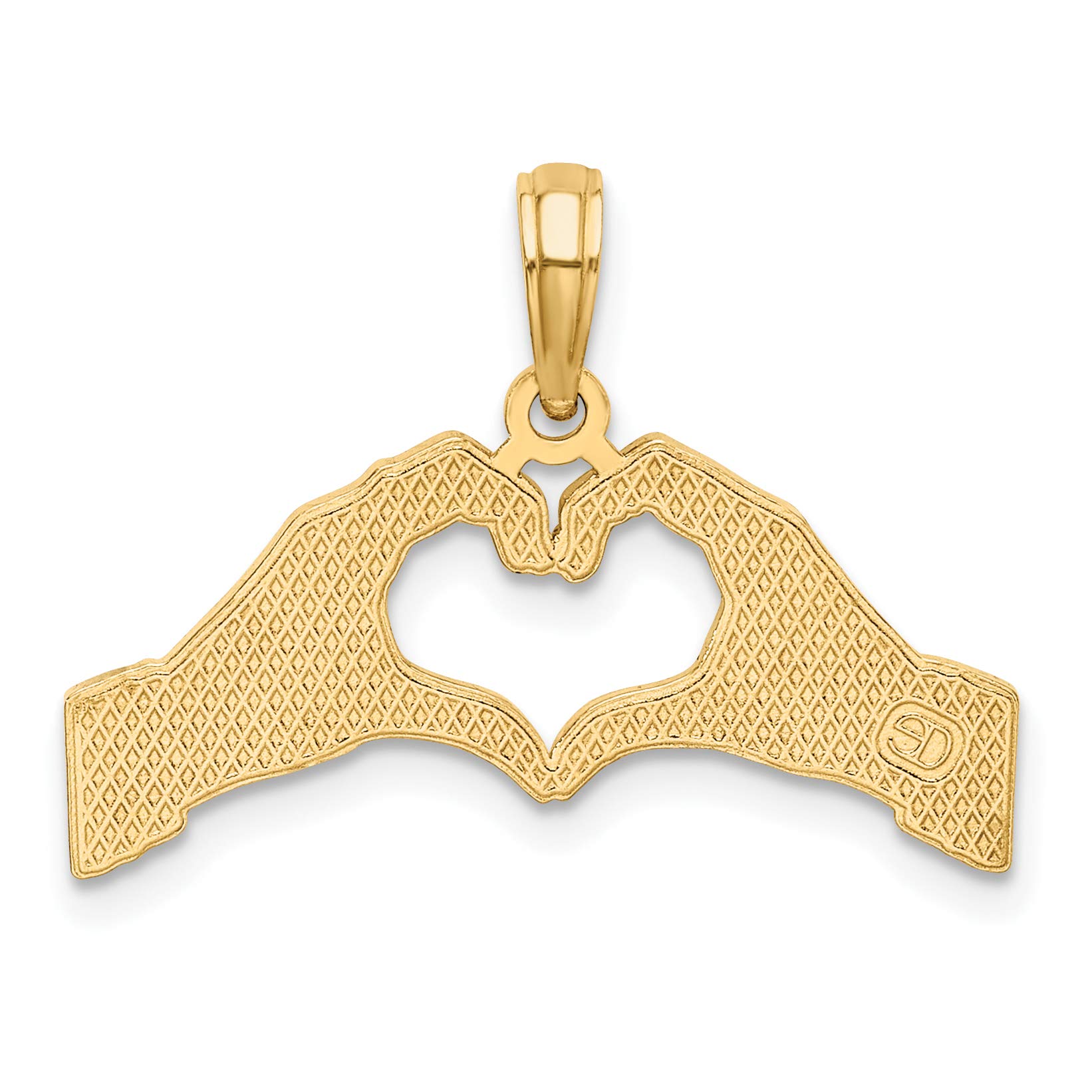 14K Solid Yellow Gold Hands Forming Heart Necklace - Love Pendant Charm for Women, Gift for Her, Valentine's Day, Anniversary & Romantic Occasions