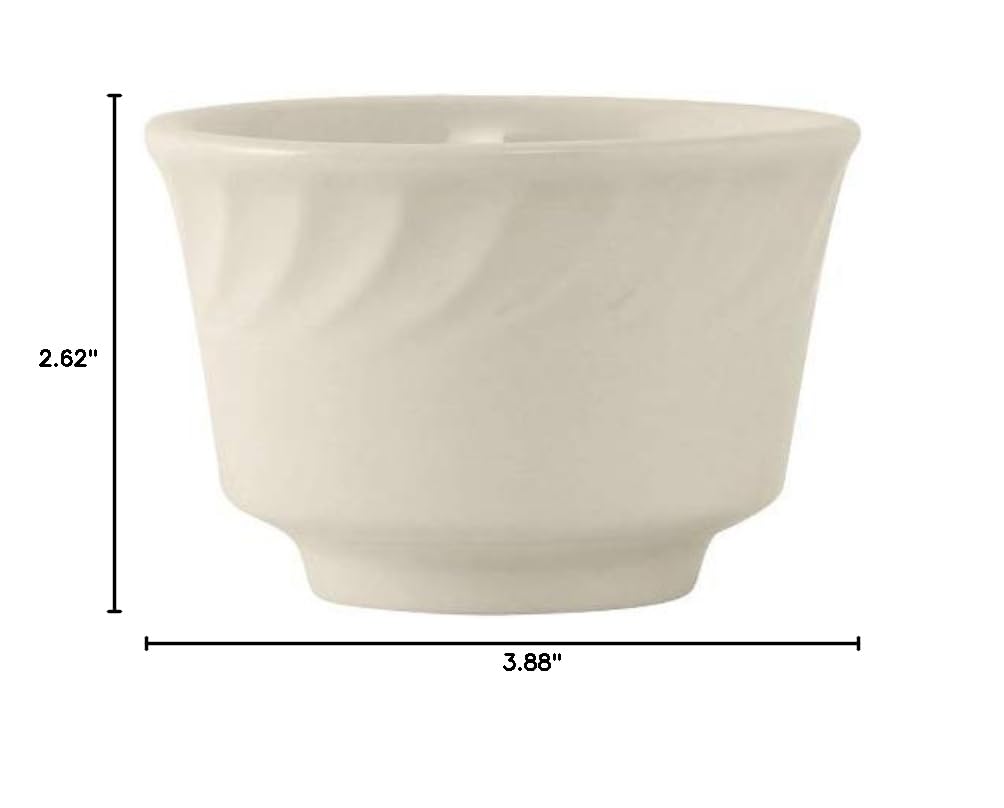 Premium Tuxton China MEB-0802 Ceramic Bouillon Cups - 8 oz, Round, Embossed Design (Case of 36) | Microwave, Dishwasher & Oven Safe | Lead-Free Vitrified Ceramic for Healthcare & Restaurants | Perfect for Serving Soups, Broths and Individual Portions in Medical Facilities, Cafeterias and Upscale Dining
