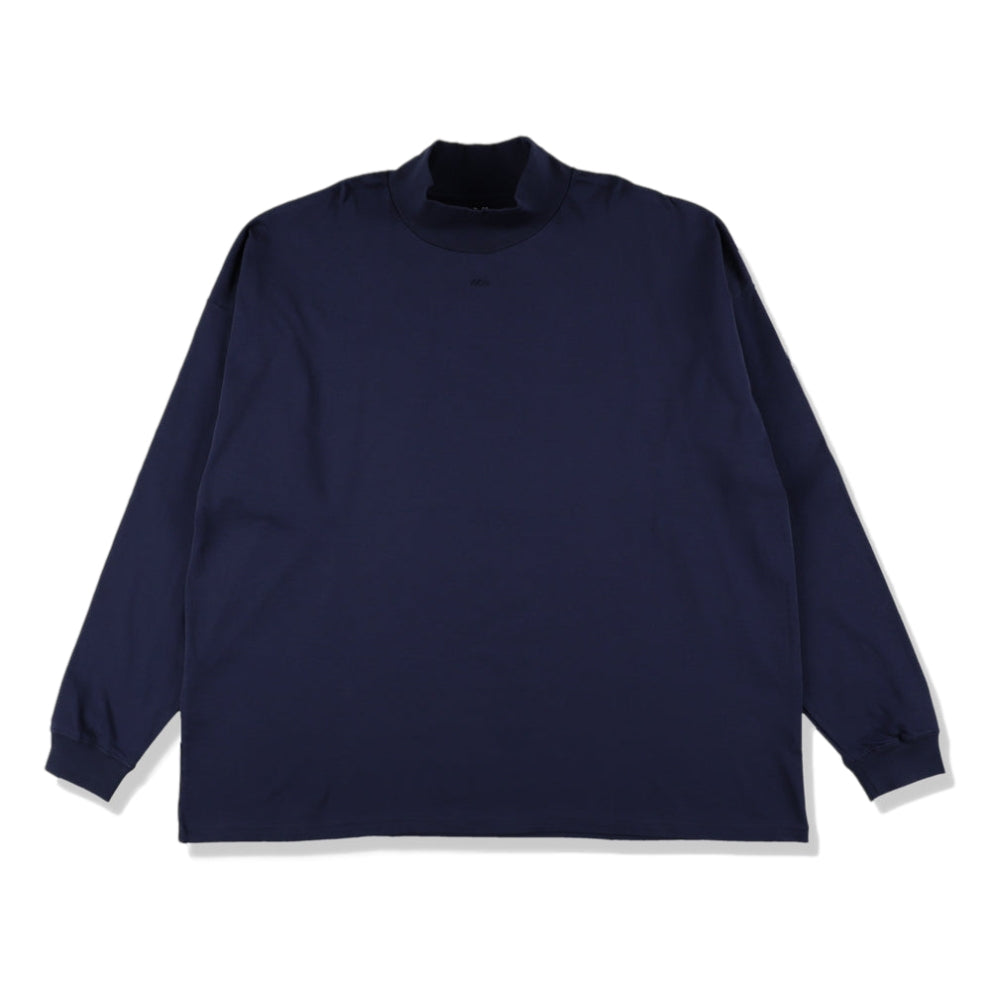 AH AH Mock Neck Long Sleeve T-Shirt for Women - Navy Blue Slim Fit Basic Top for Casual Wear, Layering & Fall Outfits