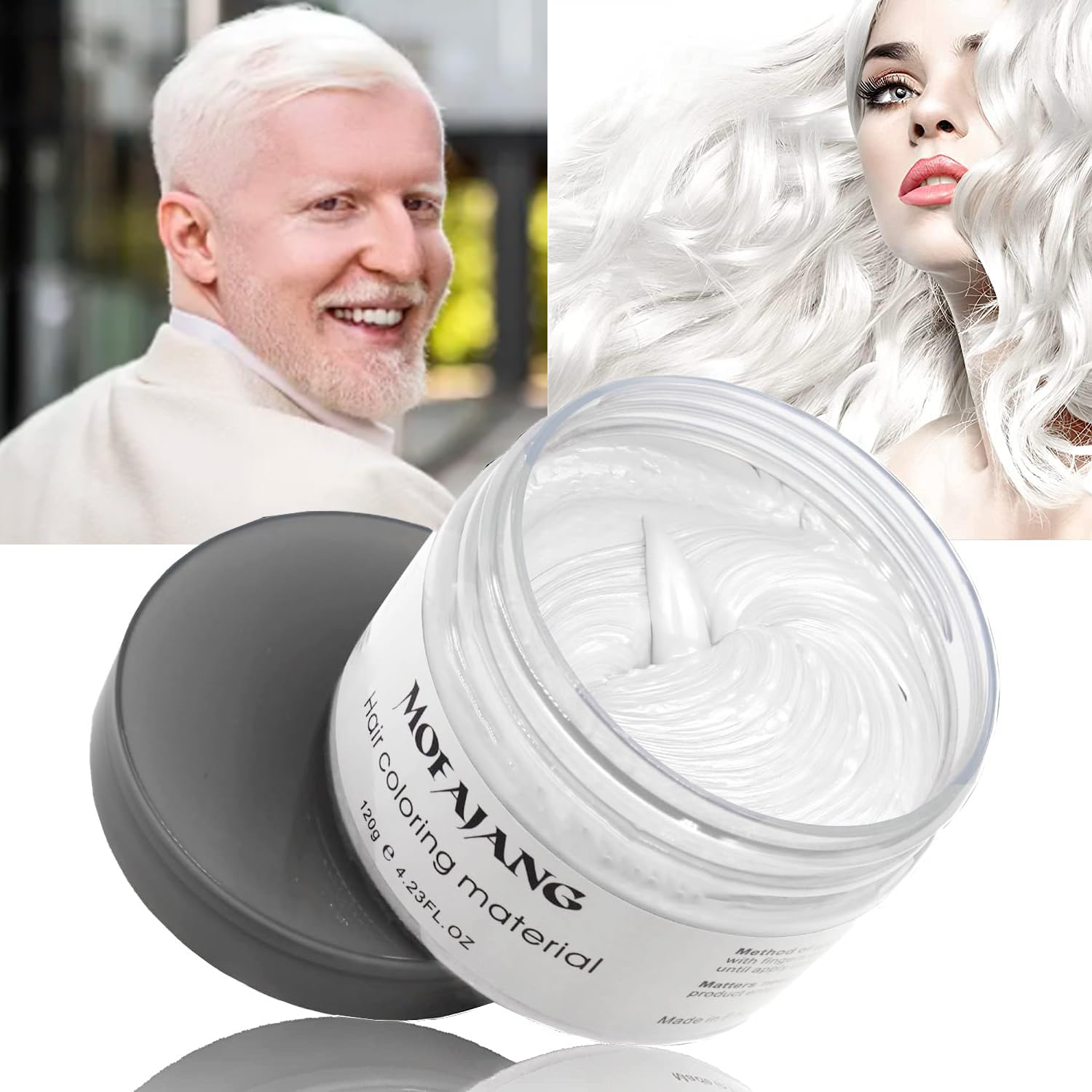 **White Temporary Hair Color Spray & Wax - 4.23 oz | Non-Toxic, Natural Hair Dye for Kids & Adults | Perfect for Halloween, Christmas Parties, Cosplay & Role Playing**    *(Use for costumes, festivals, school events, and fun styling!)*