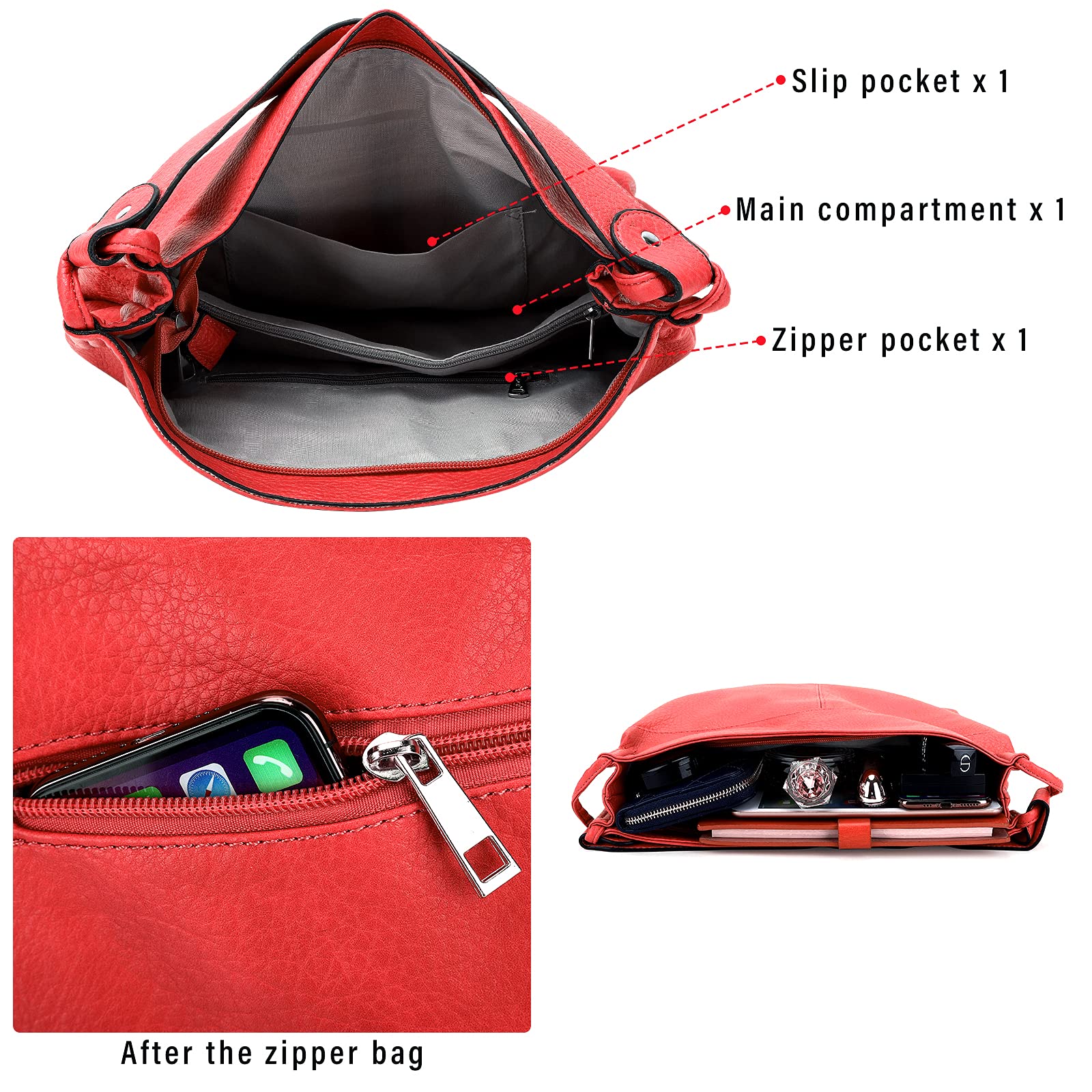 Stylish Convertible Women's Purse - Backpack, Crossbody & Shoulder Bag in Red | Fashionable & Versatile for Work, Travel & Daily Use