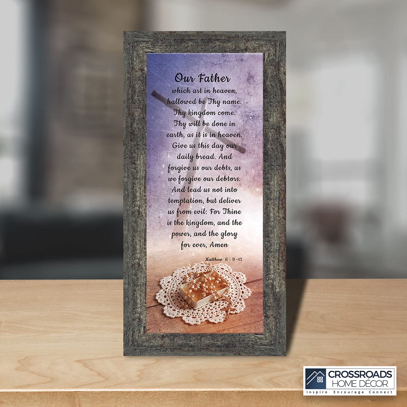 Crossroads Home Décor Lord's Prayer Wall Art - Inspirational Bible Verse Sign for Christian Home Decor (7370BW) - Perfect for Living Room, Bedroom & Church Wall Decor