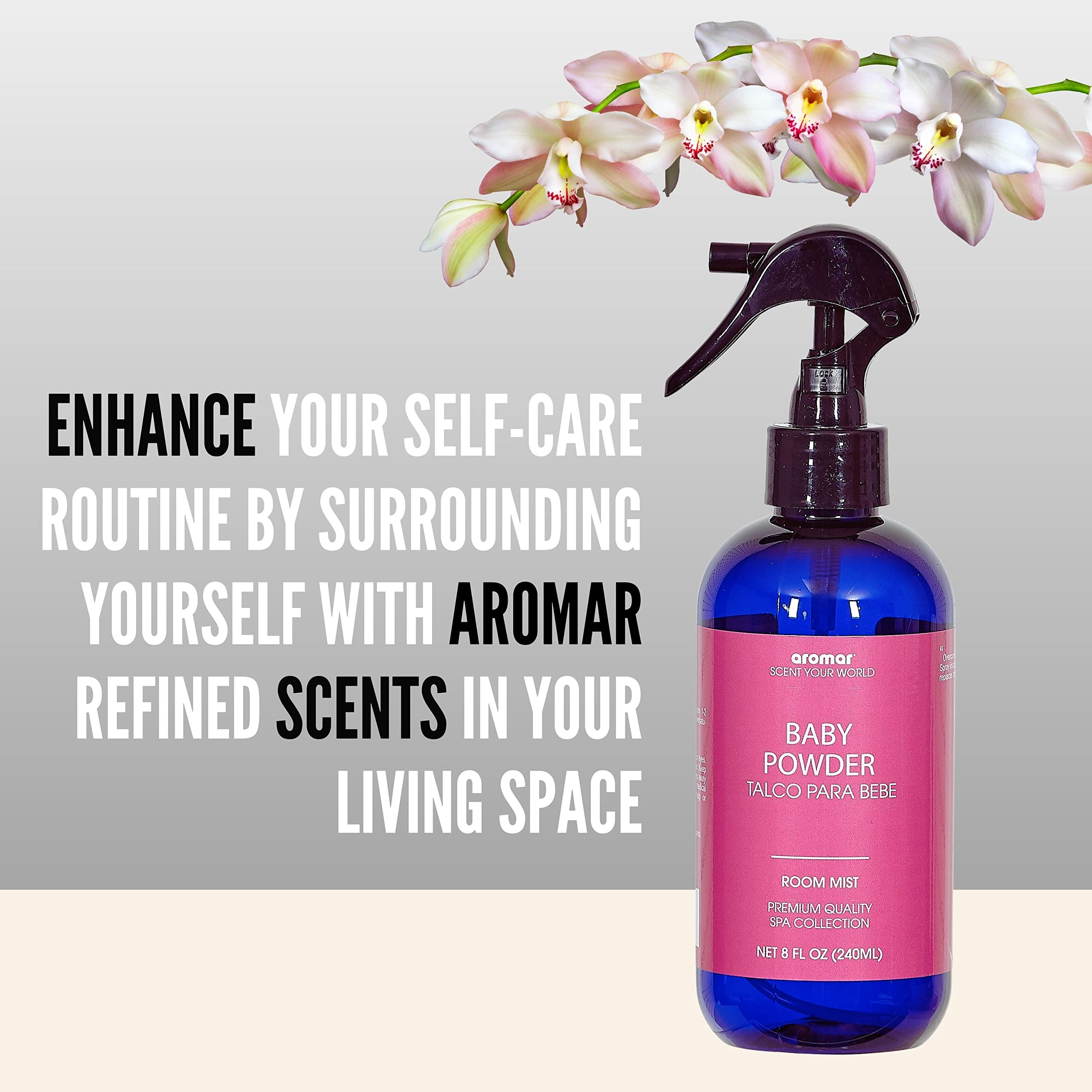 Aromar Essential Room Mist & Fabric Spray - Natural Aromatherapy Air Freshener for Home, Bedroom & Clothes | 8oz Fresh Linen Scent | Eliminates Odors & Refreshes Spaces Instantly