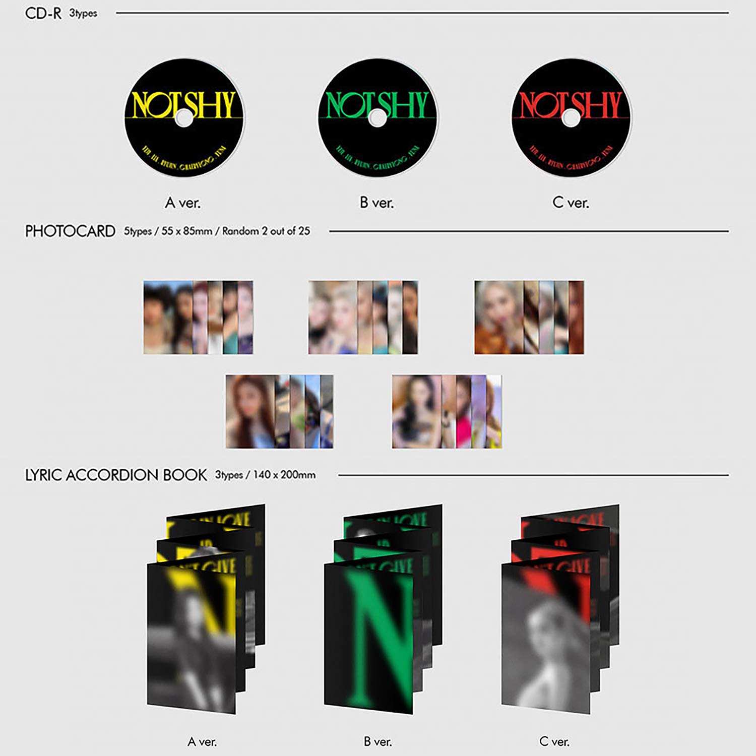 ITZY NOT SHY Album [Version A] - CD, Photobook, Photocards, Lyric Book, Tattoo Stickers & Poster Set | K-Pop Music Collectible | Perfect for Fans, Gift Giving & Display